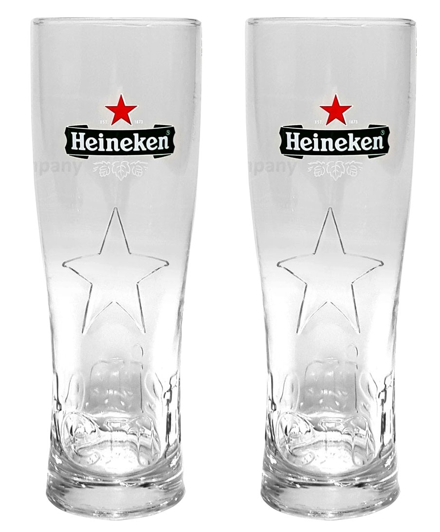 Heineken Bier 0,25 Glas Gläser Set - 2x Gläser 0,25 GEEICHT Bierglas Ellipse Chamions League