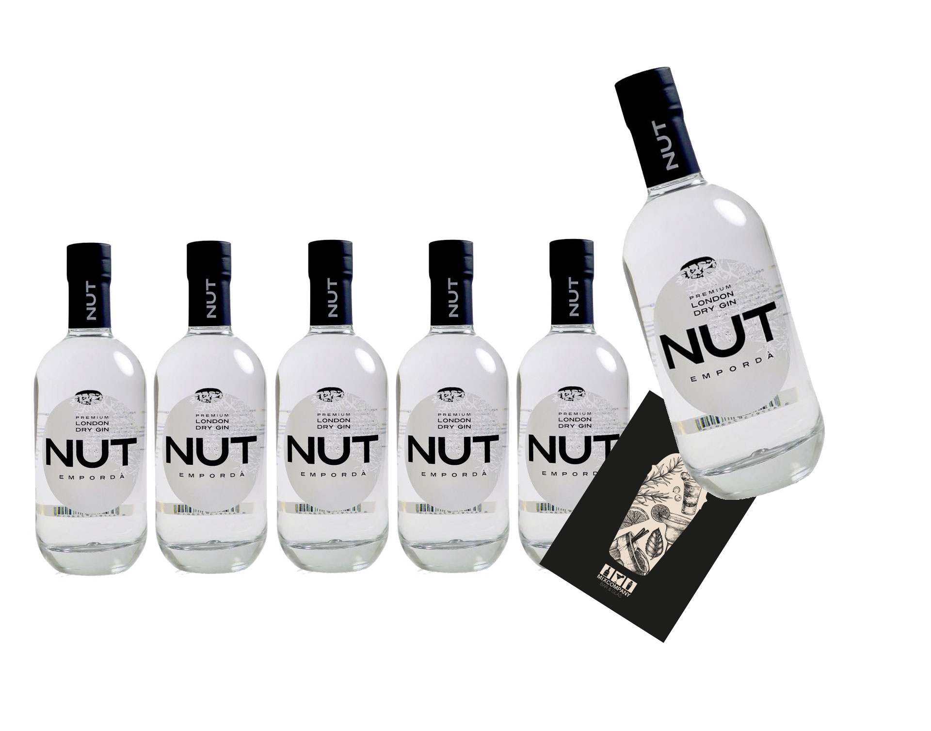 NUT 5+1 Aktion - 6er Set Emporda London Dry Gin 6x 0,7L (45% Vol) 5 Kaufen, 1 Flasche GRATIS erhalten - 13 Botanicals NUT Distillery- [Enthält Sulfite]