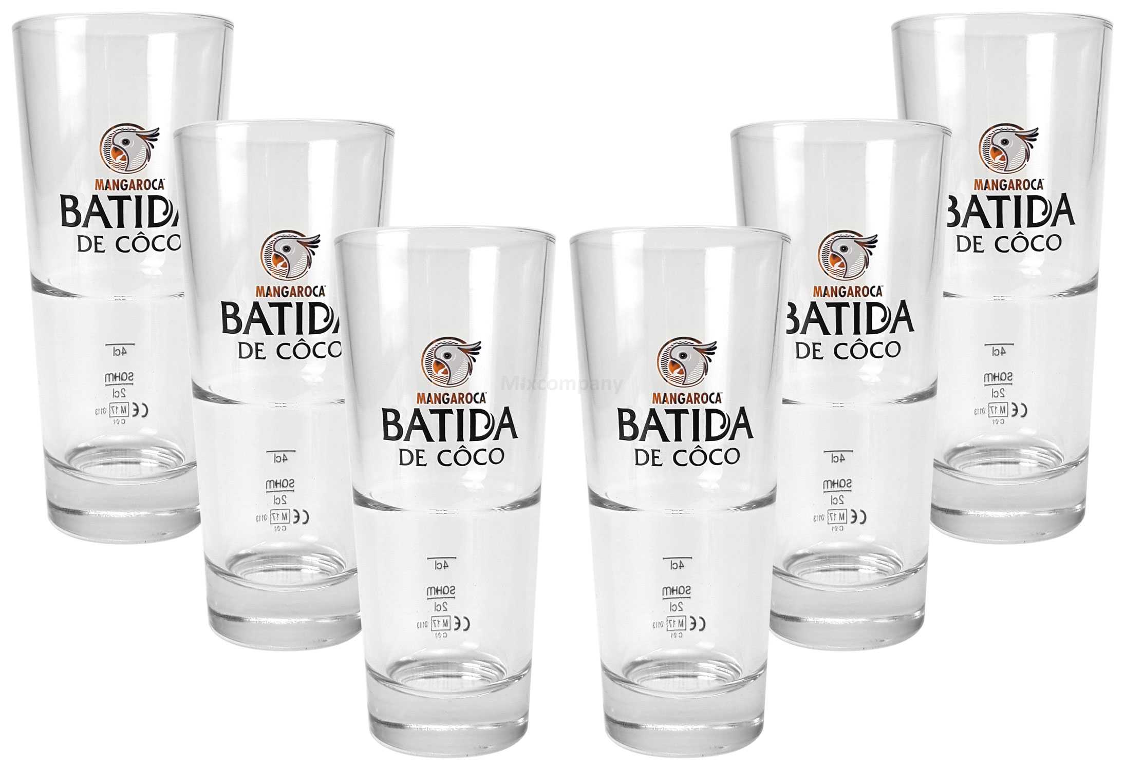 Mangaroca Batida de Coco Longdrinkglas Longdrink Glas Gläser Set - 6x Longdrinkgläser 2/4cl geeicht