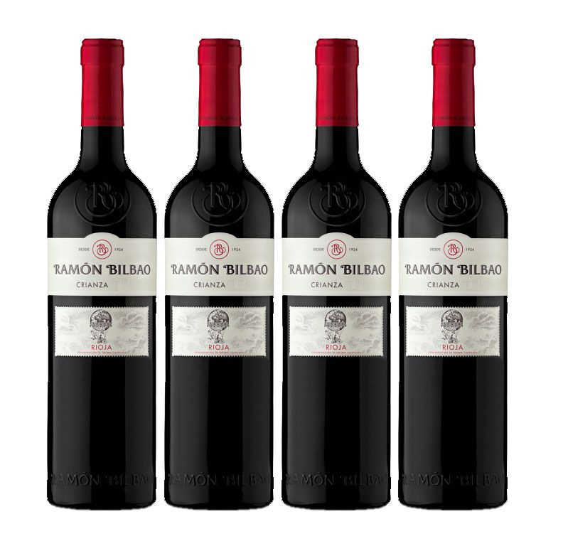 Ramon Bilbao Crianza 4er Set Rioja Rotwein 0,75L (14% Vol) Spanien fruchtig gradlinig Tempranillo Trauben Jahrgang variierend- [Enthält Sulfite]