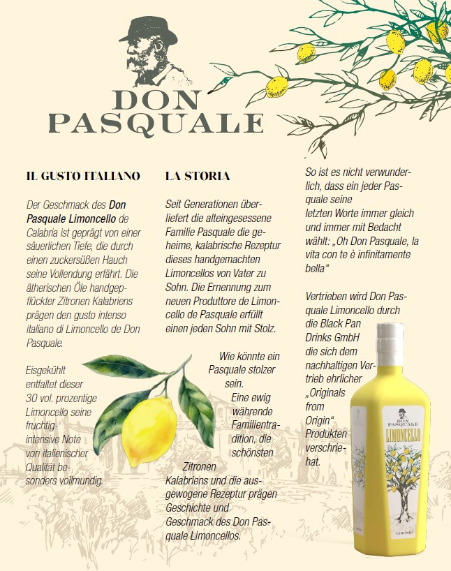 Don Pasquale Set Limoncello 0,7L (30% Vol) + 6x Shotglas Gläser Gratis - Likör Limoncello Zitrone - [Enthält Sulfite]