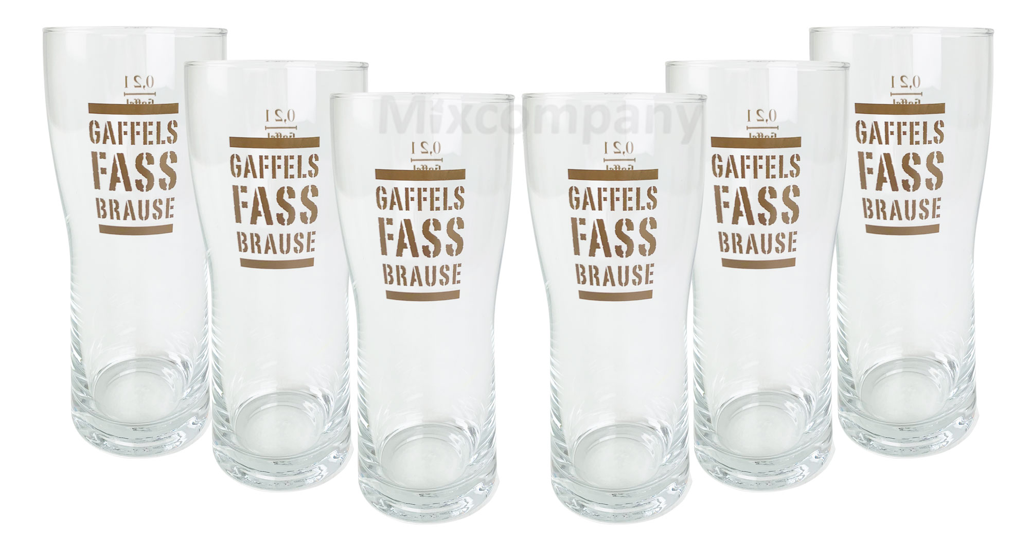 Gaffels Fassbrause Glas Gläser Set - 6x Gläser 0,2l geeicht