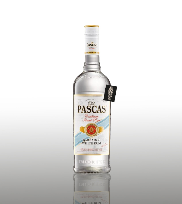 Old Pascas white Rum 0,7l (37,5% vol.) distilled in Barbados/West Indies Caribbean Island Rum inkl. Mixcompany Postkarte- [Enthält Sulfite]