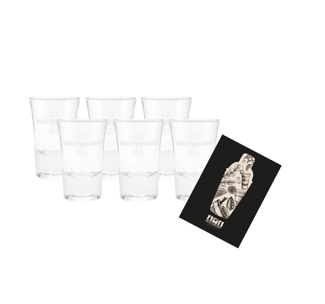 Koskenkorva Vodka 6er Set Shotglas Schnapsglas Glas Gläser Set - 6x Shotgläser 2cl geeicht