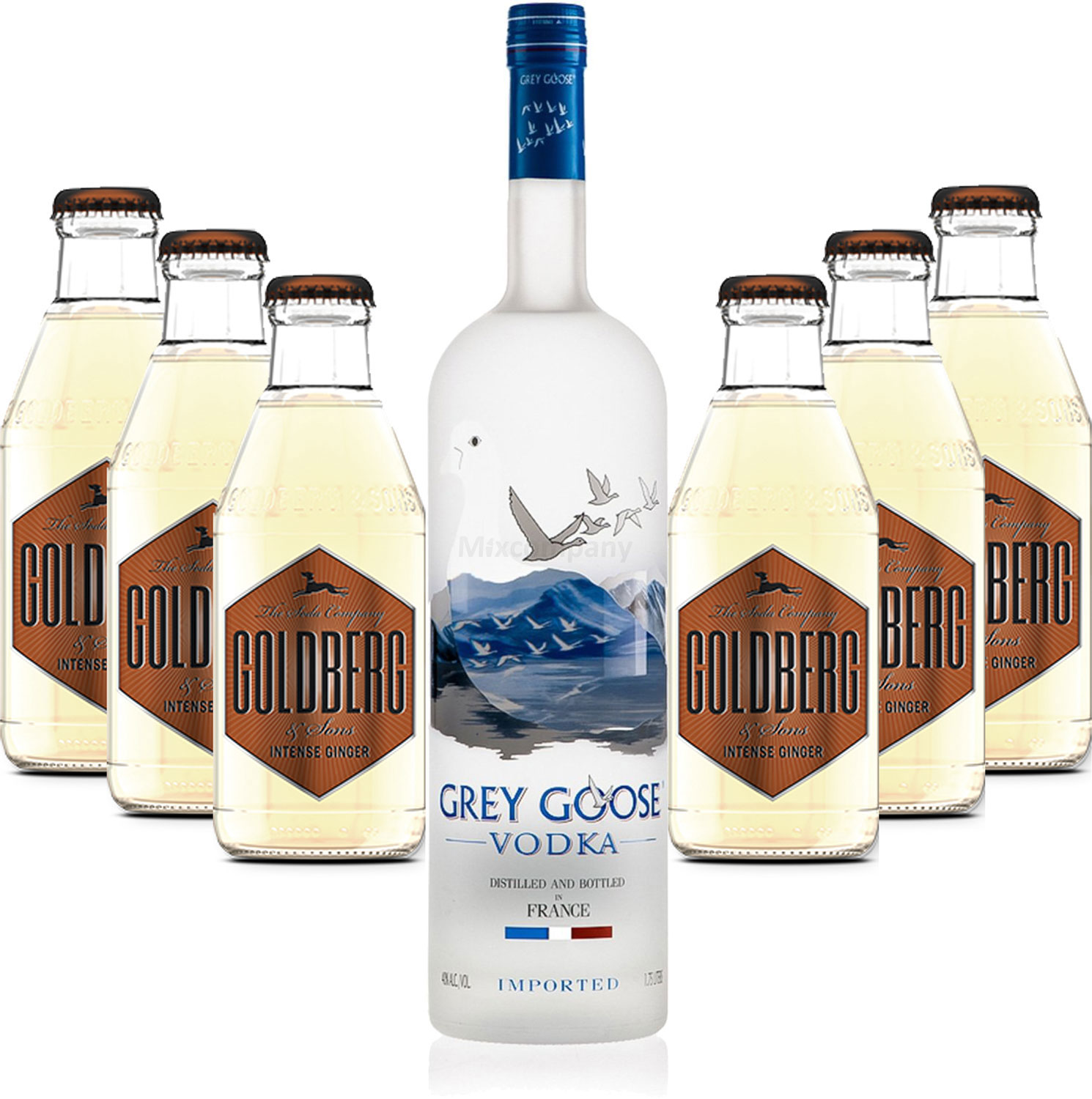 Moscow Mule Set - Grey Goose Vodka 0,7l 700ml (40% Vol) + 6x Goldberg Intense Ginger 200ml - Inkl. Pfand MEHRWEG