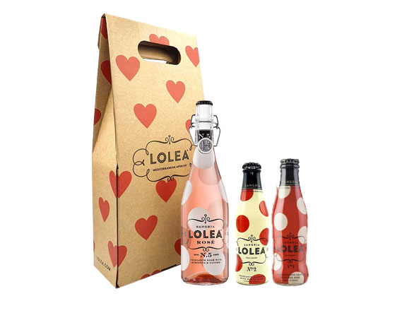 Lolea Geschenkset Sangria N°5 ROSE 0,75L (8% Vol) + 2 Minis GRATIS 1xROT 0,2L (7% Vol) 1xWEIß 0,2L (7% Vol) in Trage Verpackung Rotwein Weißwein Rosewein Sangria- [Enthält Sulfite]