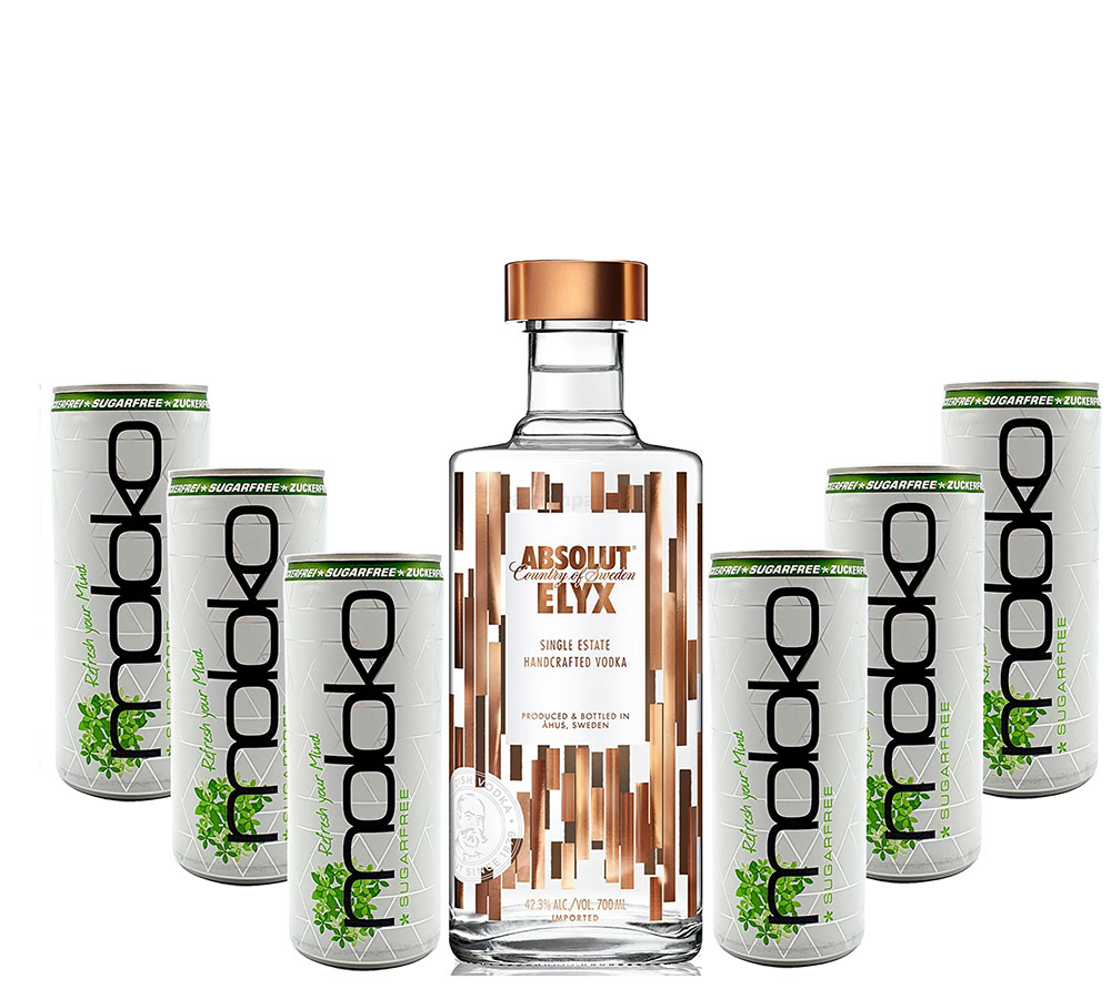 Absolut Elyx Vodka Wodka Set - Absolut Elyx 0,7L (42,3%Vol) + 6x Moloko Sugarfree 250ml inkl. Pfand - EINWEG