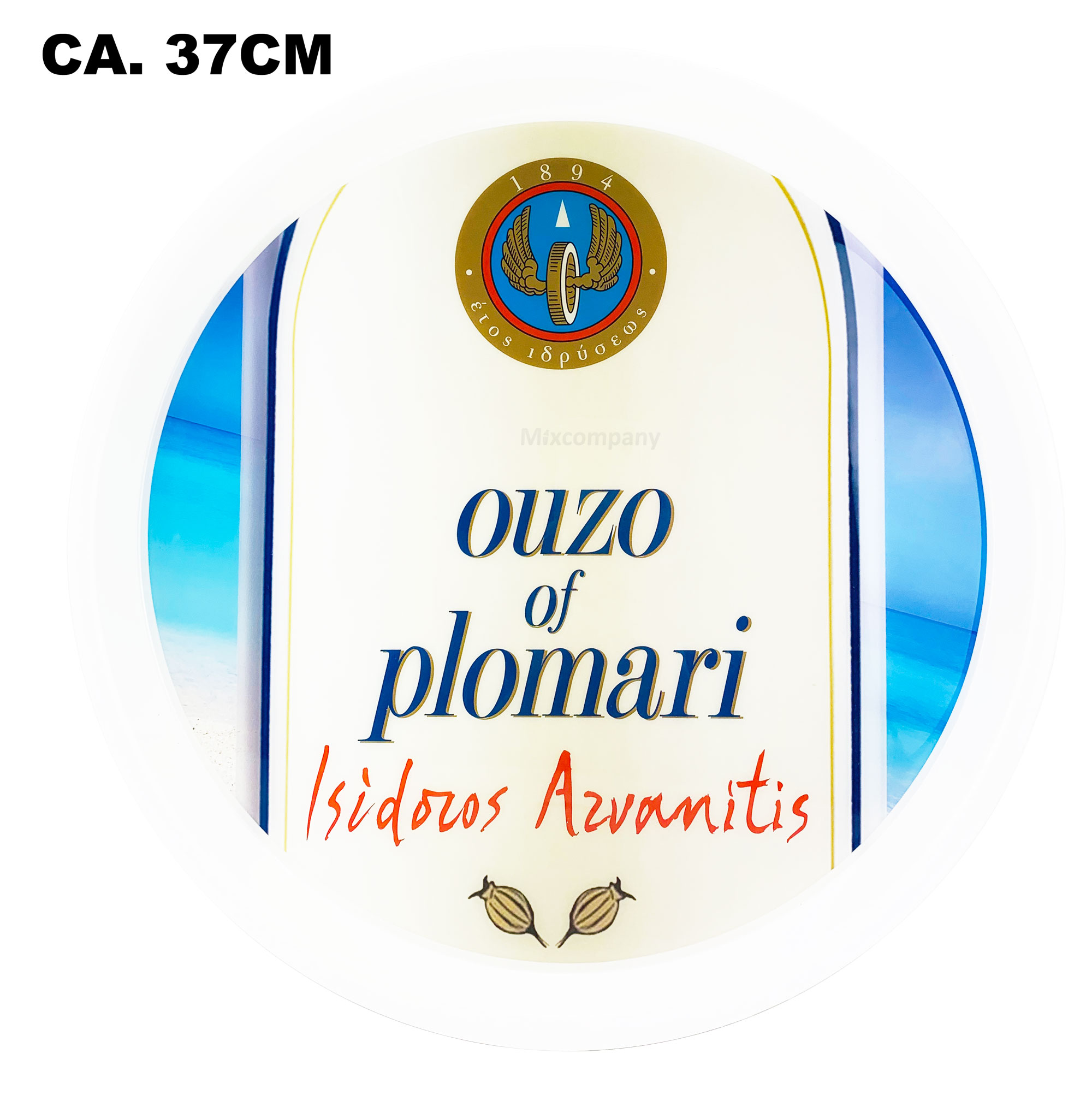 Ouzo of Plomari Isidoros Arvanitis Tablett Serviertablett Kellnertablett ca. 37cm