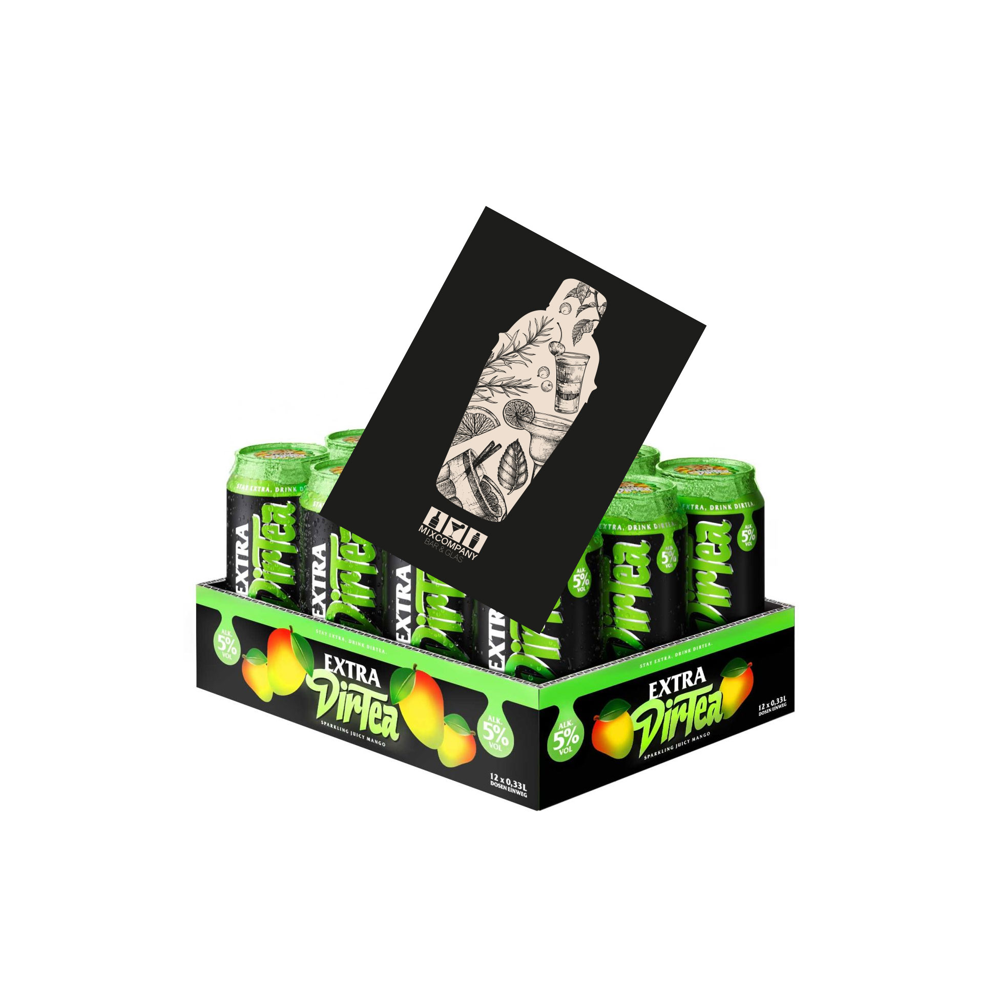 Extra Dirtea 12x Sparkling Juicy Mango 0,33L (5% Vol) Shirin David inkl. Pfand EINWEG- [Enthält Sulfite]