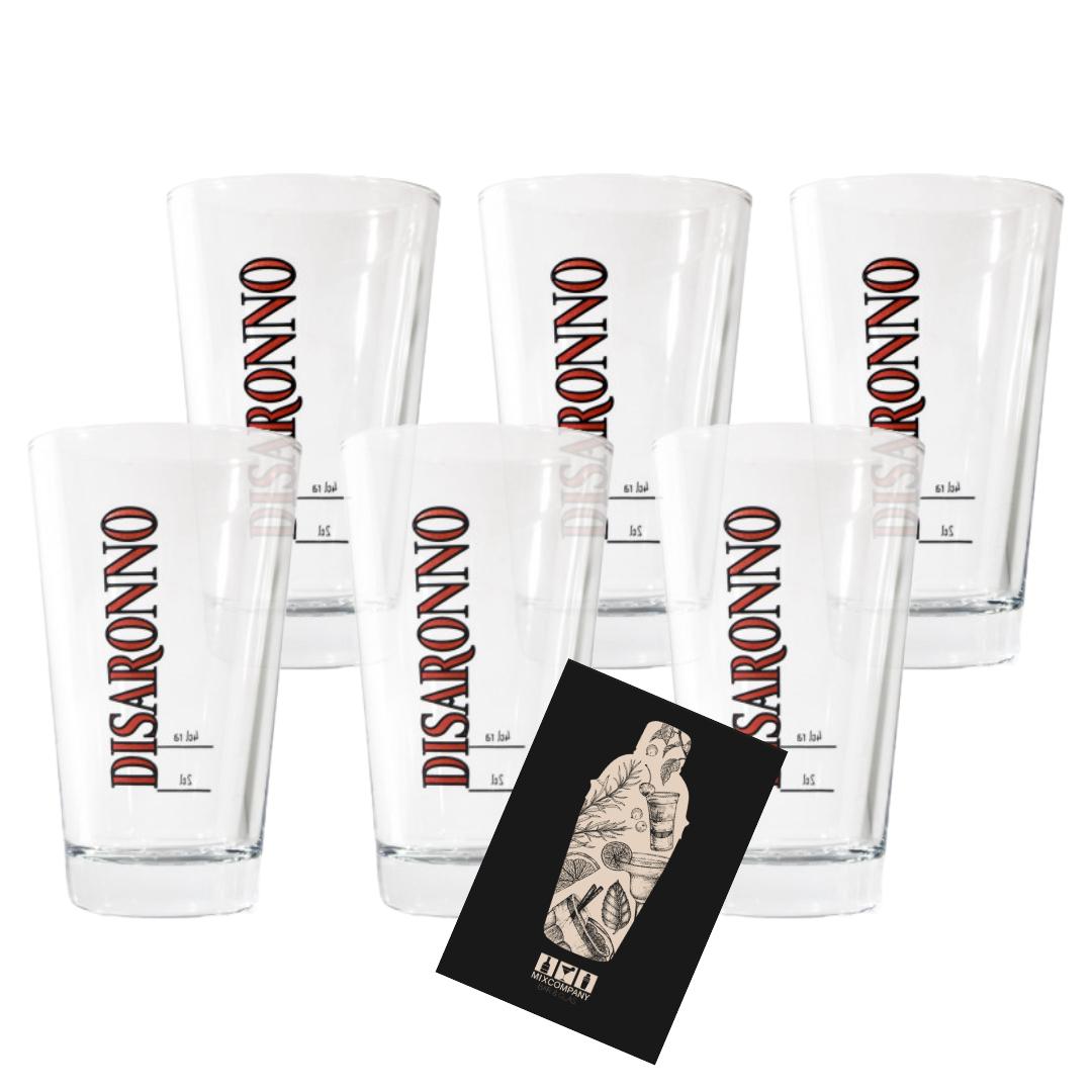 Disaronno 6er-Set Gläser - 6 x Longdrink Glas geeicht: 4cl / 2cl 