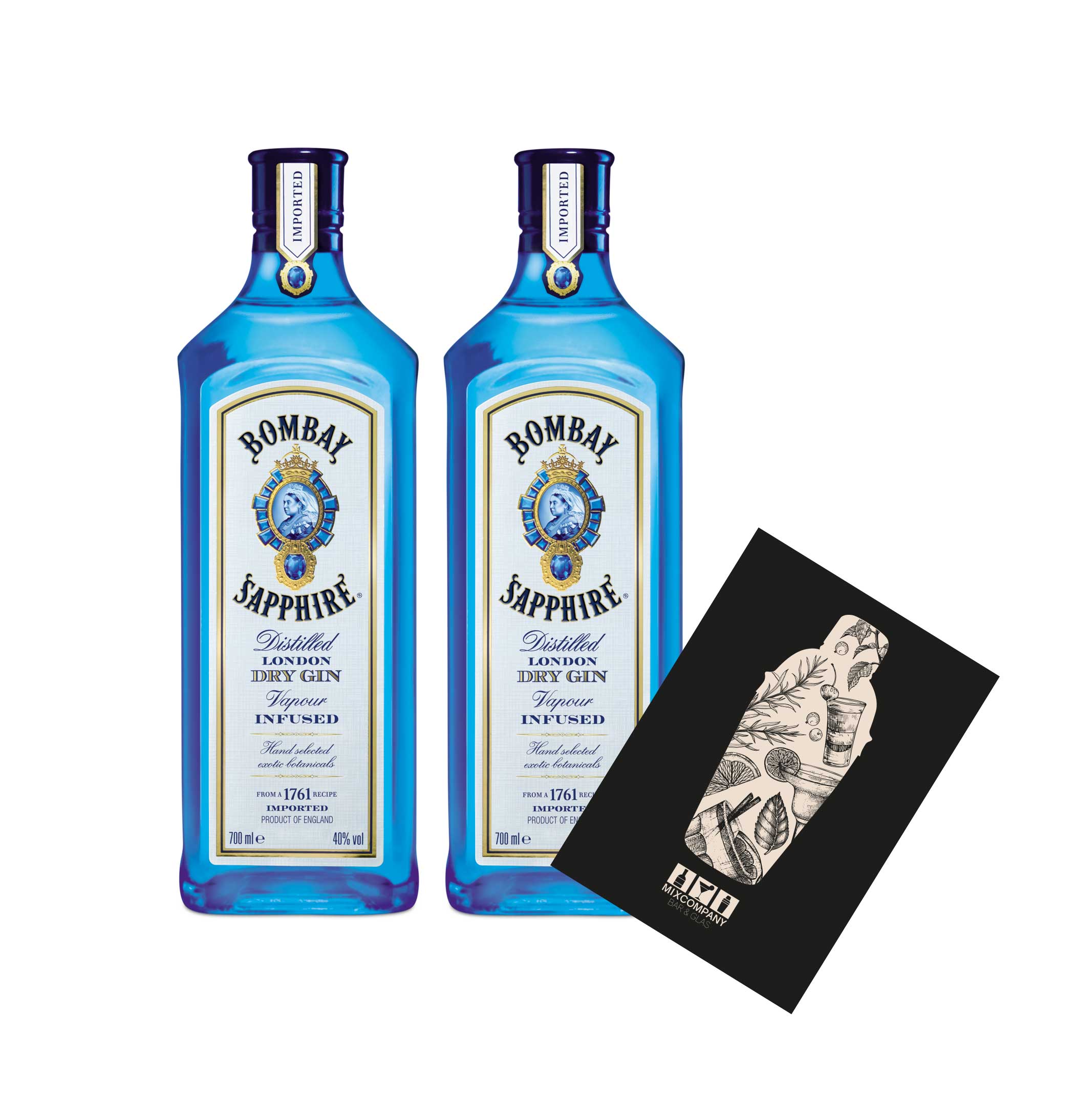 Bombay Sapphire 2er Set Distilled London Dry Gin 2x 0,7L (40% vol) Vapour infused- [Enthält Sulfite]