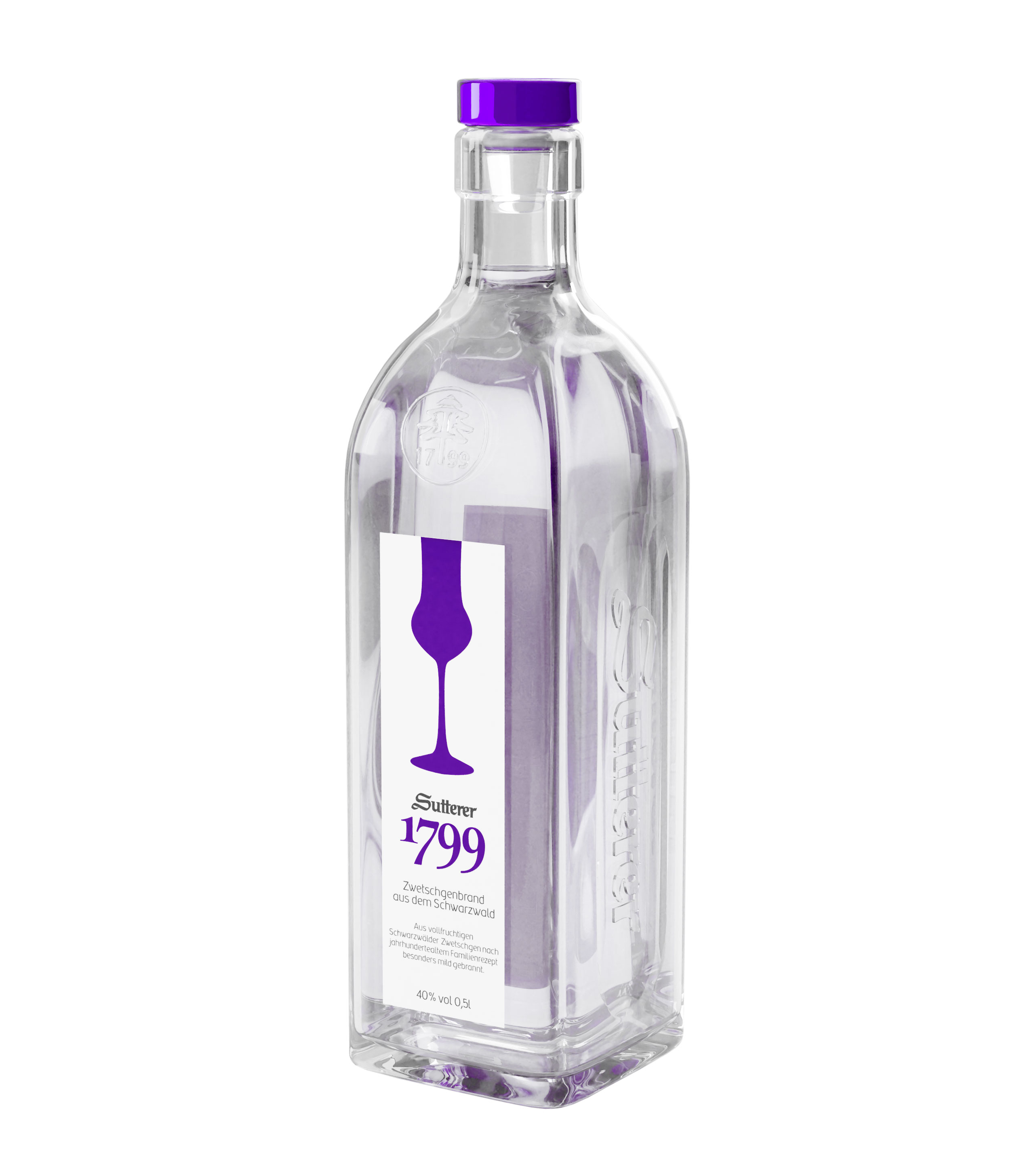 Sutterer 1799 Zwetschgenbrand 0,5L (40% Vol) Obstbrand aus dem Schwarzwald- [Enthält Sulfite]