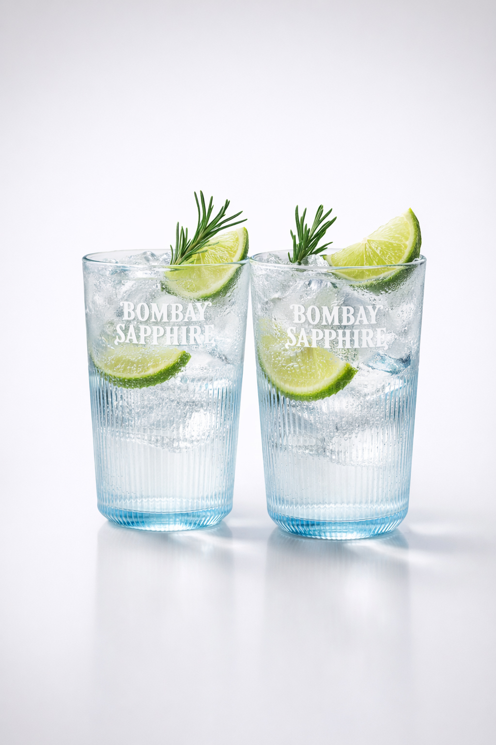 Bombay Sapphire Gin Gläser Set – 2× Blaue Longdrink Gläser mit Relief | Original Gin Tonic Gläser