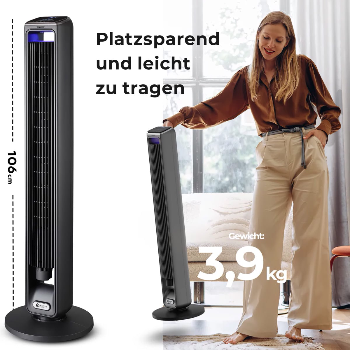 BALTER Turmventilator mit Fernbedienung VT-10 Grau
