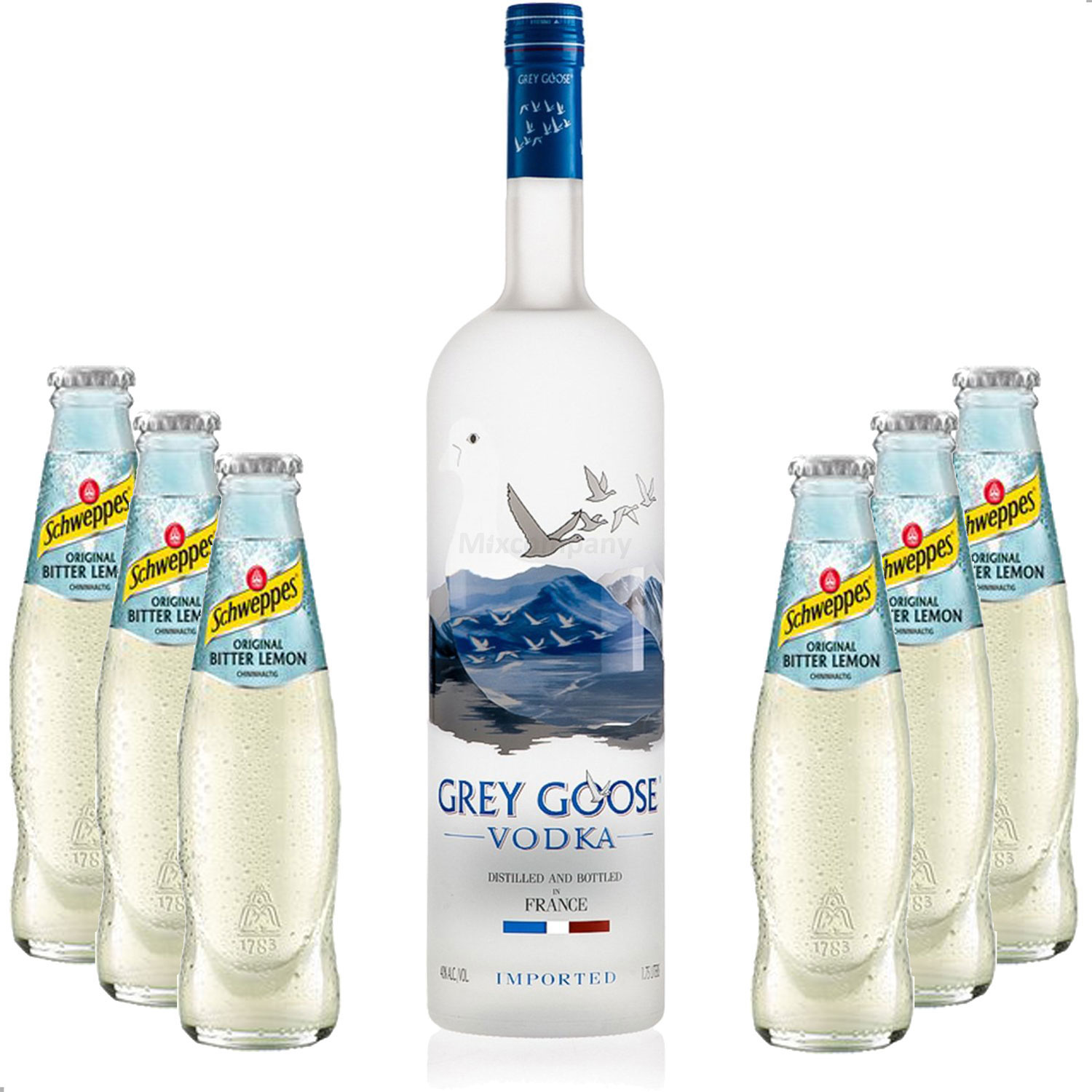 Vodka Lemon Set - Grey Goose Vodka 0,7l 700ml (40% Vol) + 6x Schweppes Bitter Lemon 200ml - Inkl. Pfand MEHRWEG