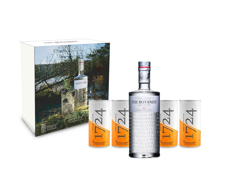 Gin Tonic Set Giftbox Geschenkset - The Botanist Islay Dry Gin 0,7l 700ml (46% Vol) + 4x 1724 Tonic Water Dose 200ml inkl. Pfand EINWEG -[Enthält Sulfite]