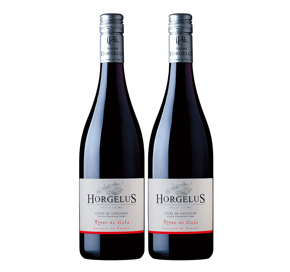 Horgelus Rouge de Gala - 2er Set Rotwein Merlot 0,75L (13% Vol) aus Frankreich / Côtes de Gascogne - [Enthält Sulfite]