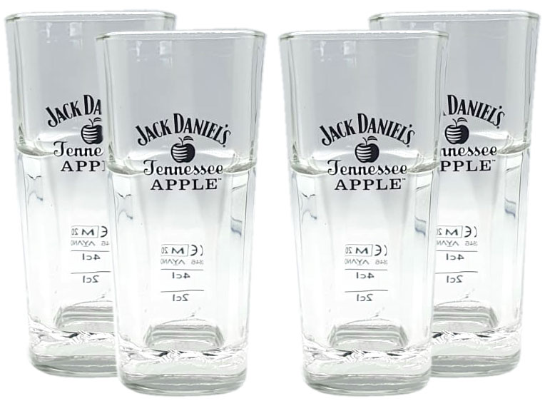 Jack Daniels Tennessee Apple 4x Longdrink Glas 4er Set Gläser 2cl / 4cl geeicht Eichung
