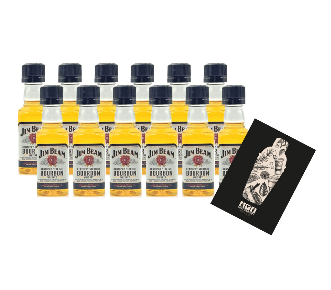Jim Beam MINIATUR Kentucky Straight Bourbon Whiskey 12x 50ml (40% Vol) Jim Beam Miniatur- [Enthält Sulfite]