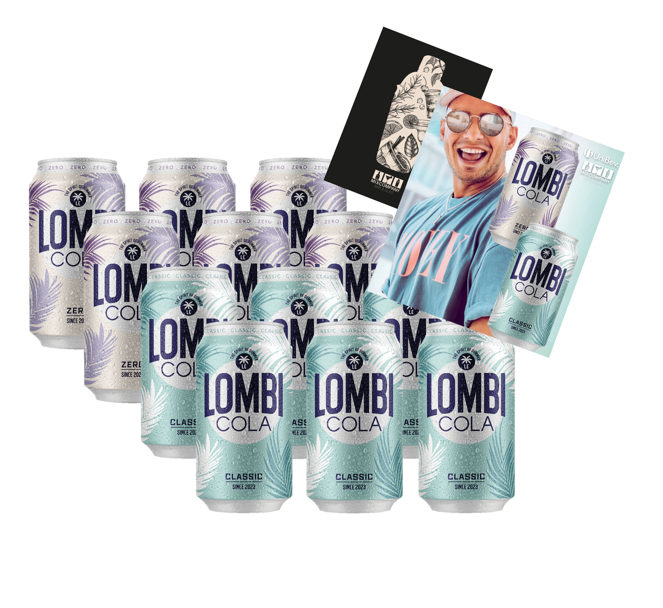 Lombi Cola - Sänger Pietro Lombardi 12er Mix Set - 6x Lombi Cola + 6x Lombi Cola ZERO je 0,33L mit Lombi Postkarte inkl. Pfand EINWEG