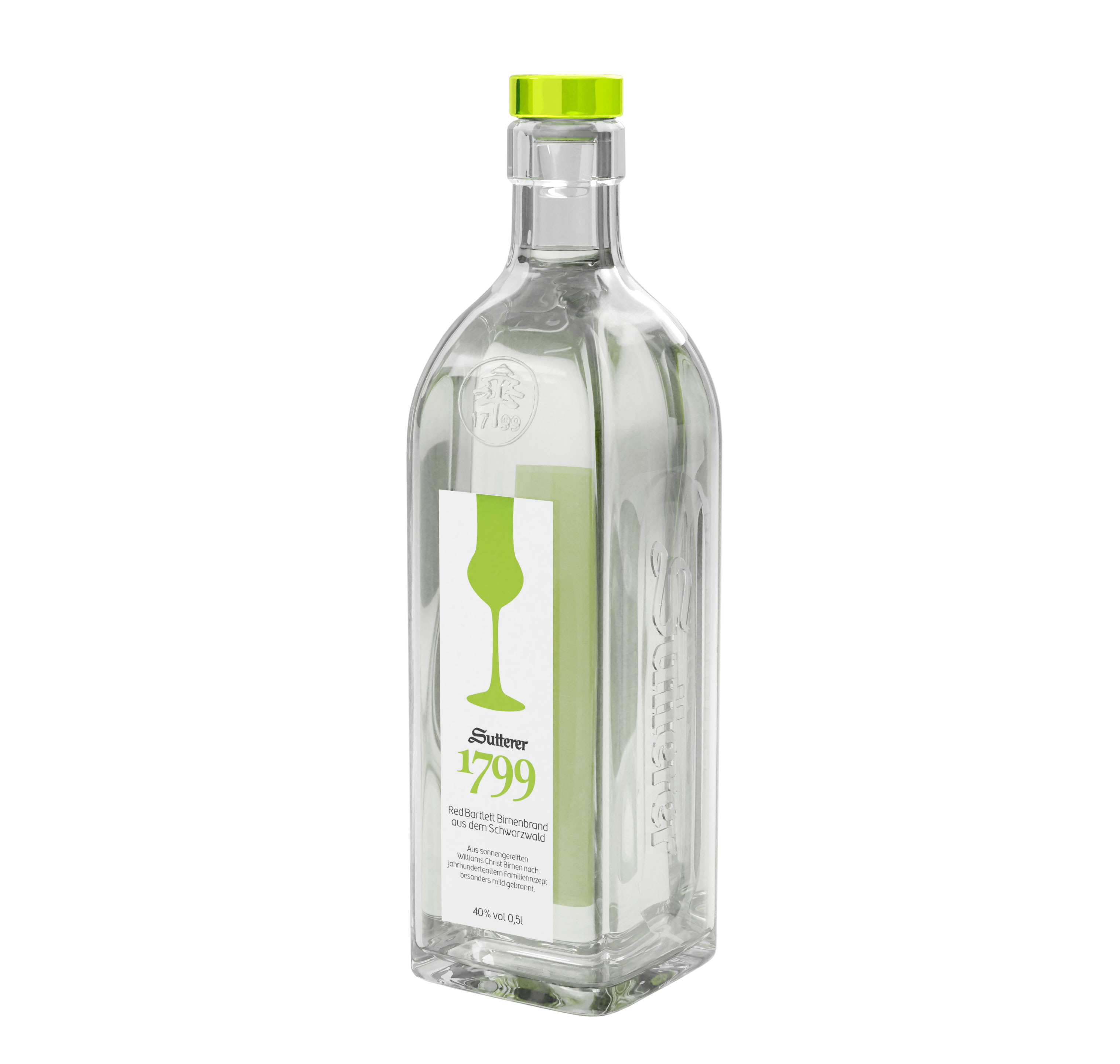 Sutterer 1799 Williams Christ Birnenbrand 0,5L (40% Vol) Obstbrand aus dem Schwarzwald- [Enthält Sulfite]