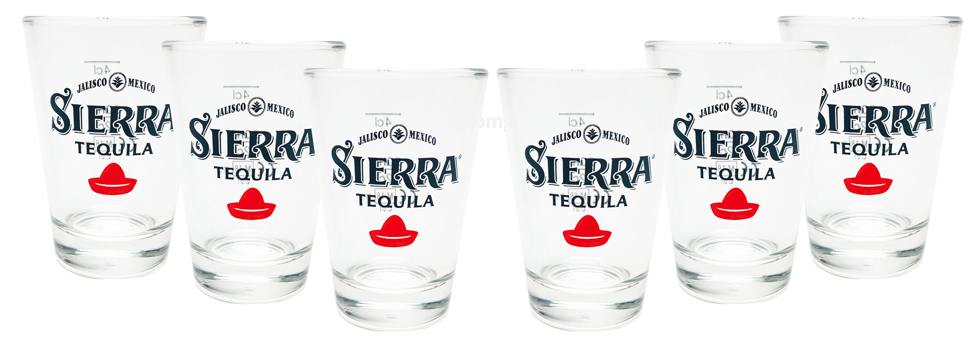 Sierra Tequila Shotglas Lead the Party Glas Gläser 2 cl geeicht - 6er Set 