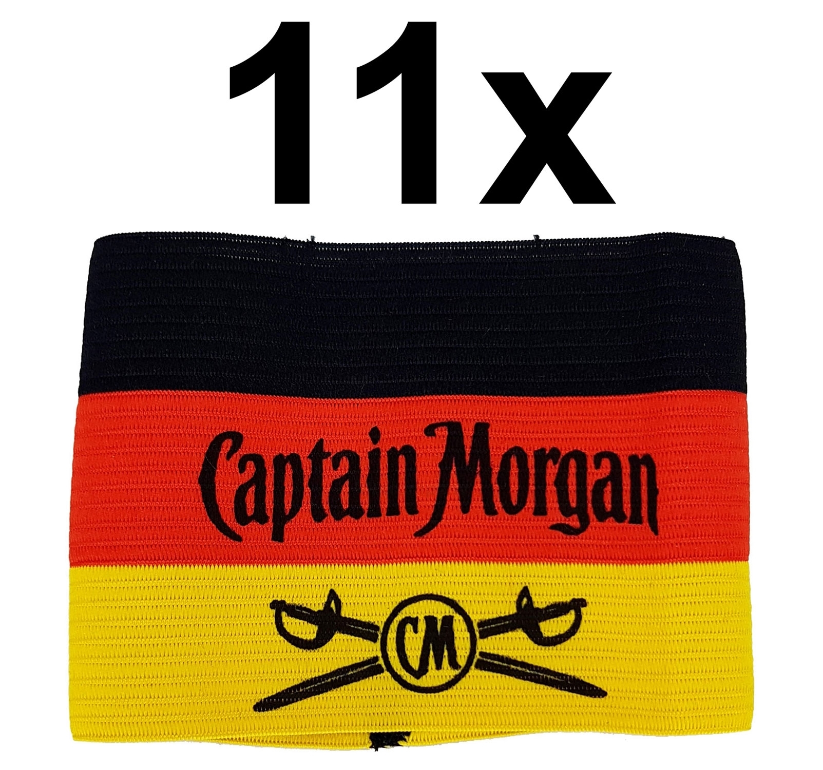 Captain Morgan WM EM Kapitänsband Armband Schweißband in schwarz,rot,gold Nationalmannschaft 11 Stück Fußball Deutschland