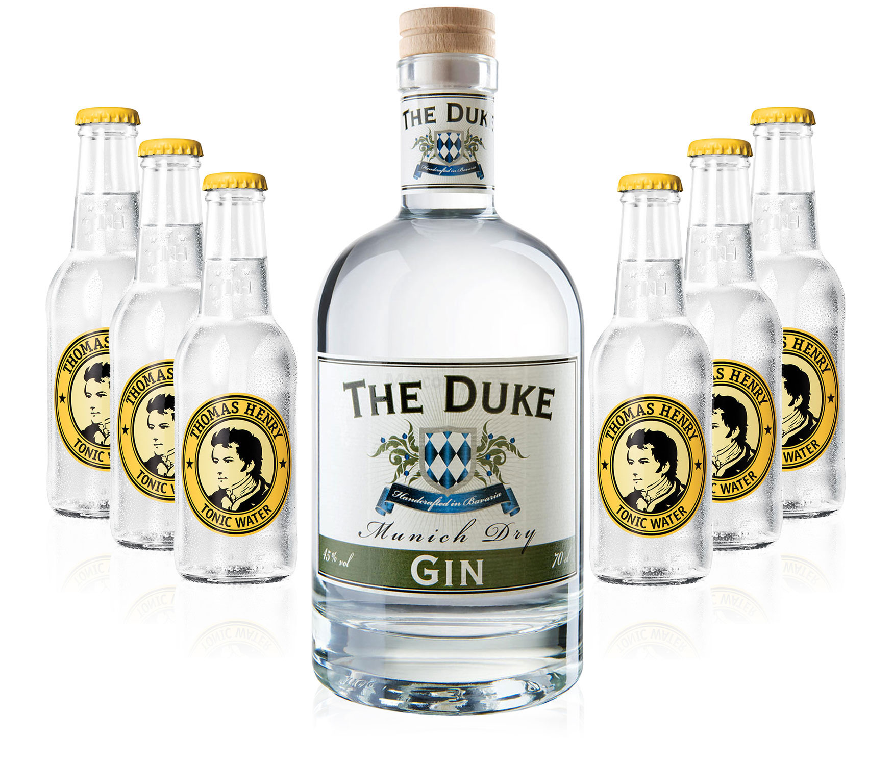 Gin Tonic Set - The Duke Munich Dry Gin 0,7l 700ml (45% Vol) + 6x Thomas Henry Tonic Water 200ml inkl. Pfand MEHRWEG
