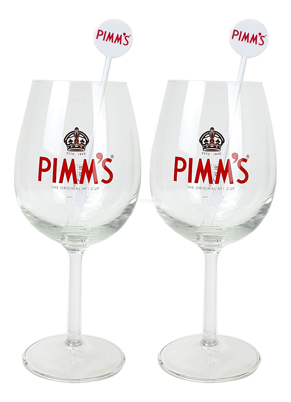 Pimm's Cup Gläser - 2x Cocktailglas + 2x Stirrer / Longdrinkglas / Glas / Gläser / 2er Set Glas + Stirrer / 5cl Eichung / Eichstrich