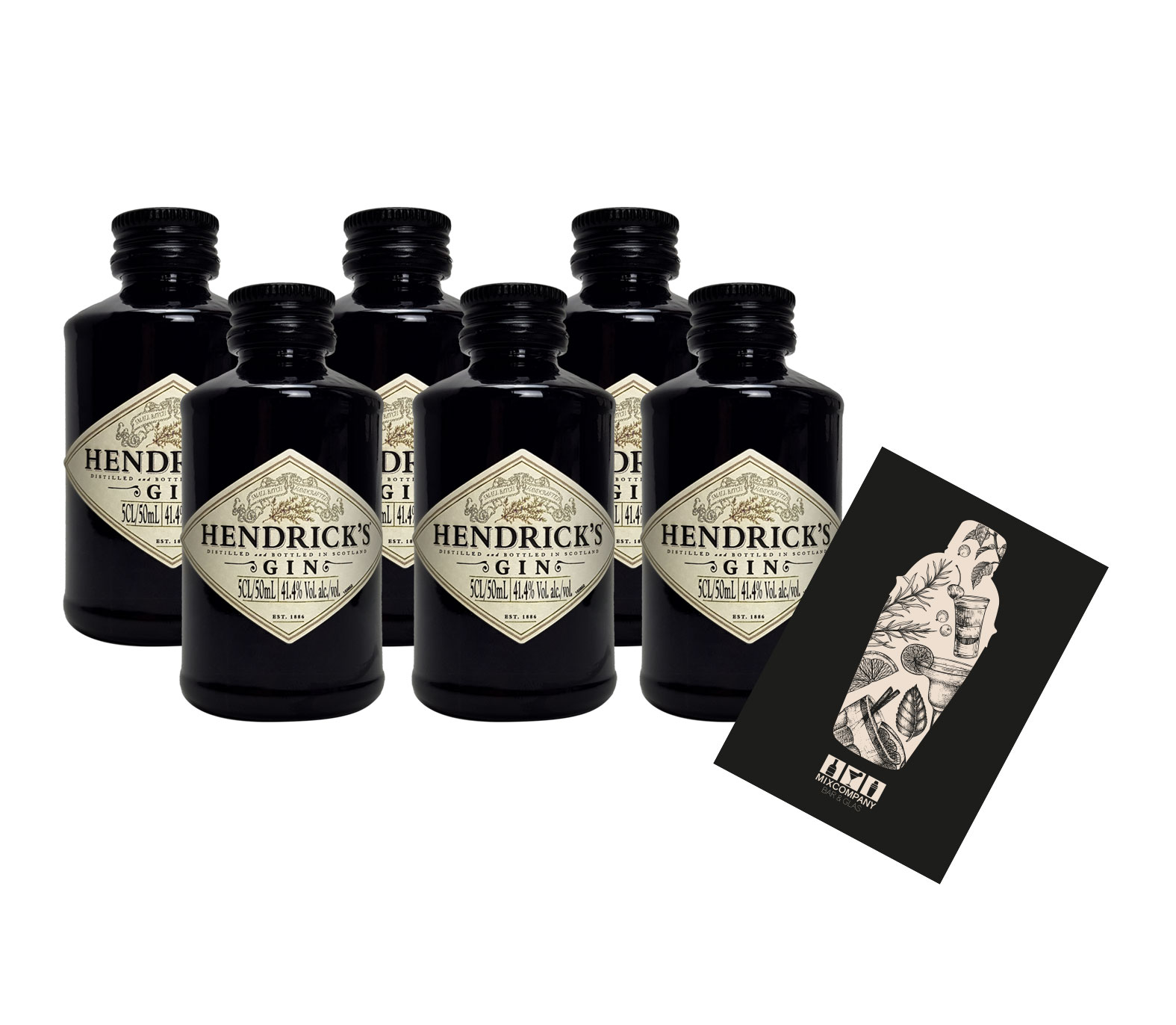 Hendricks Gin Miniatur 6x 50ml (41,4% Vol) - [Enthält Sulfite]