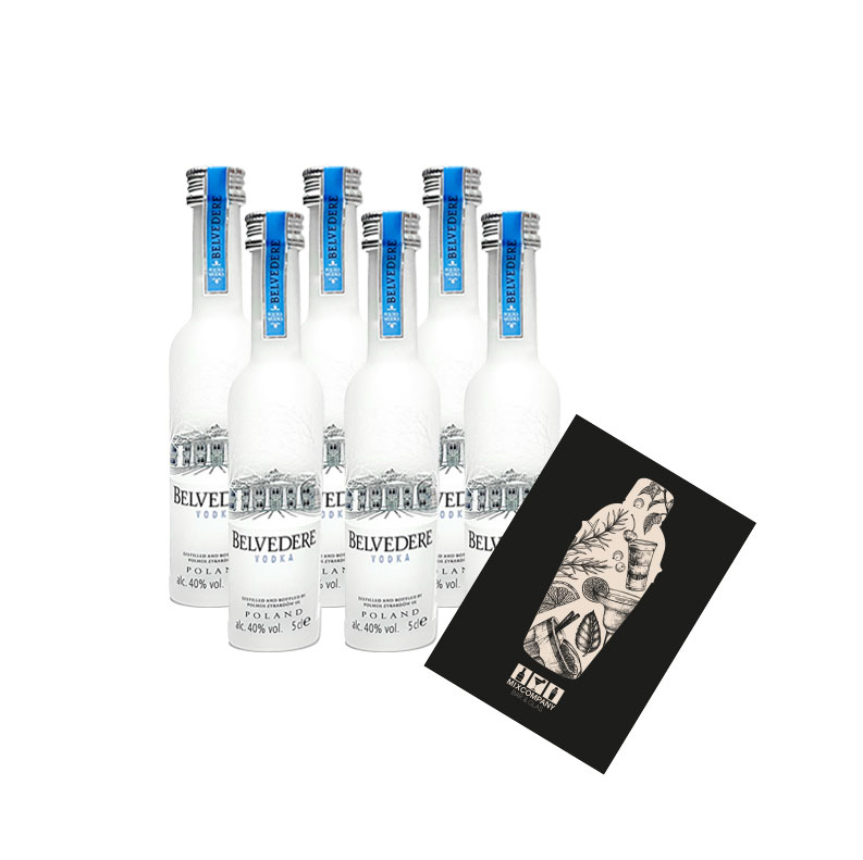 Belvedere Vodka Miniatur 6x 50ml (40% Vol) Poland Wodka Mini- [Enthält Sulfite]