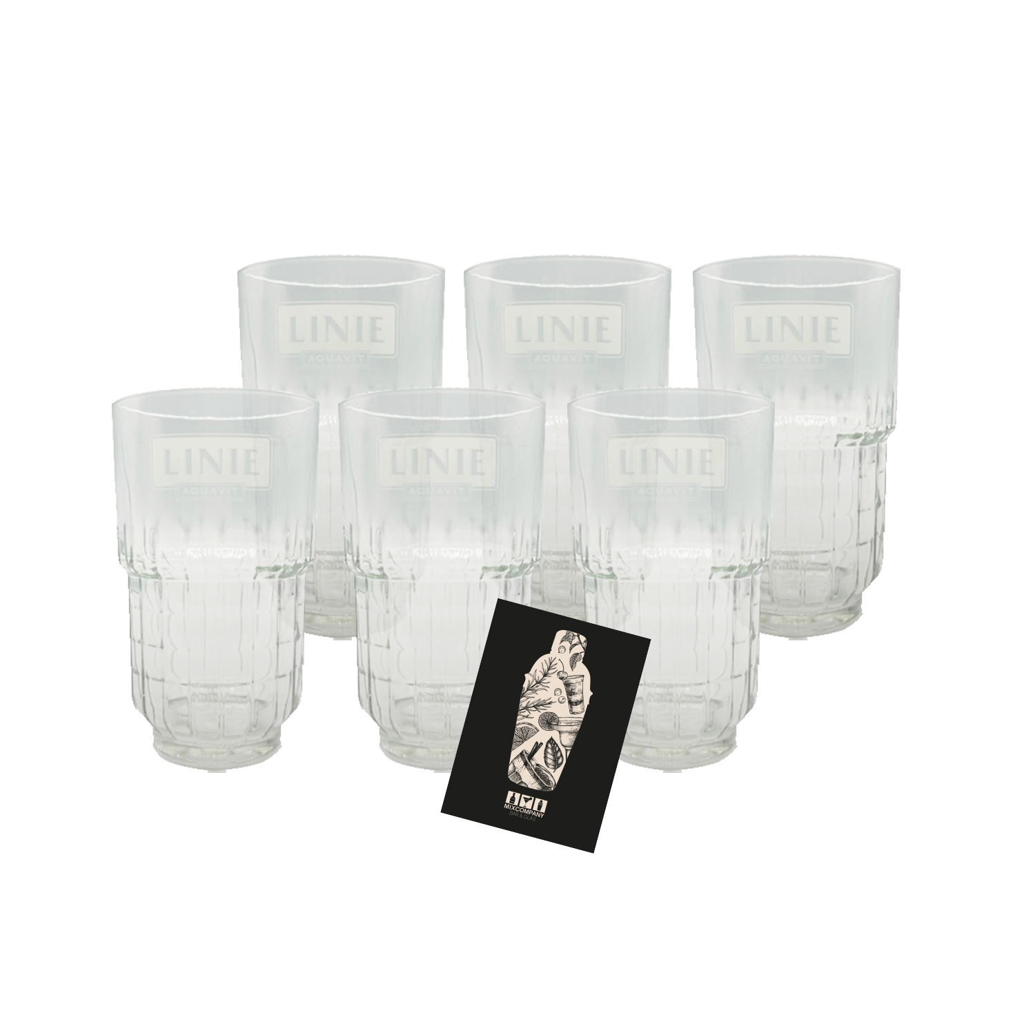 Linie Aquavit Gläser 6er Longdrink Glas nicht geeicht 0,3 liter fra Norge TOPP