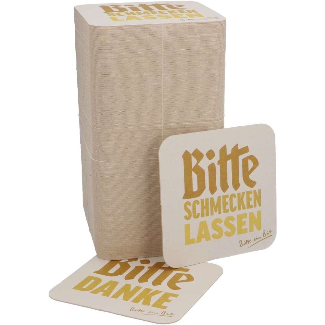 500er Pack Bitburger Bierdeckel – "Bitte schmecken lassen" & "Bitte mehr davon" – Ideal für jede Gelegenheit