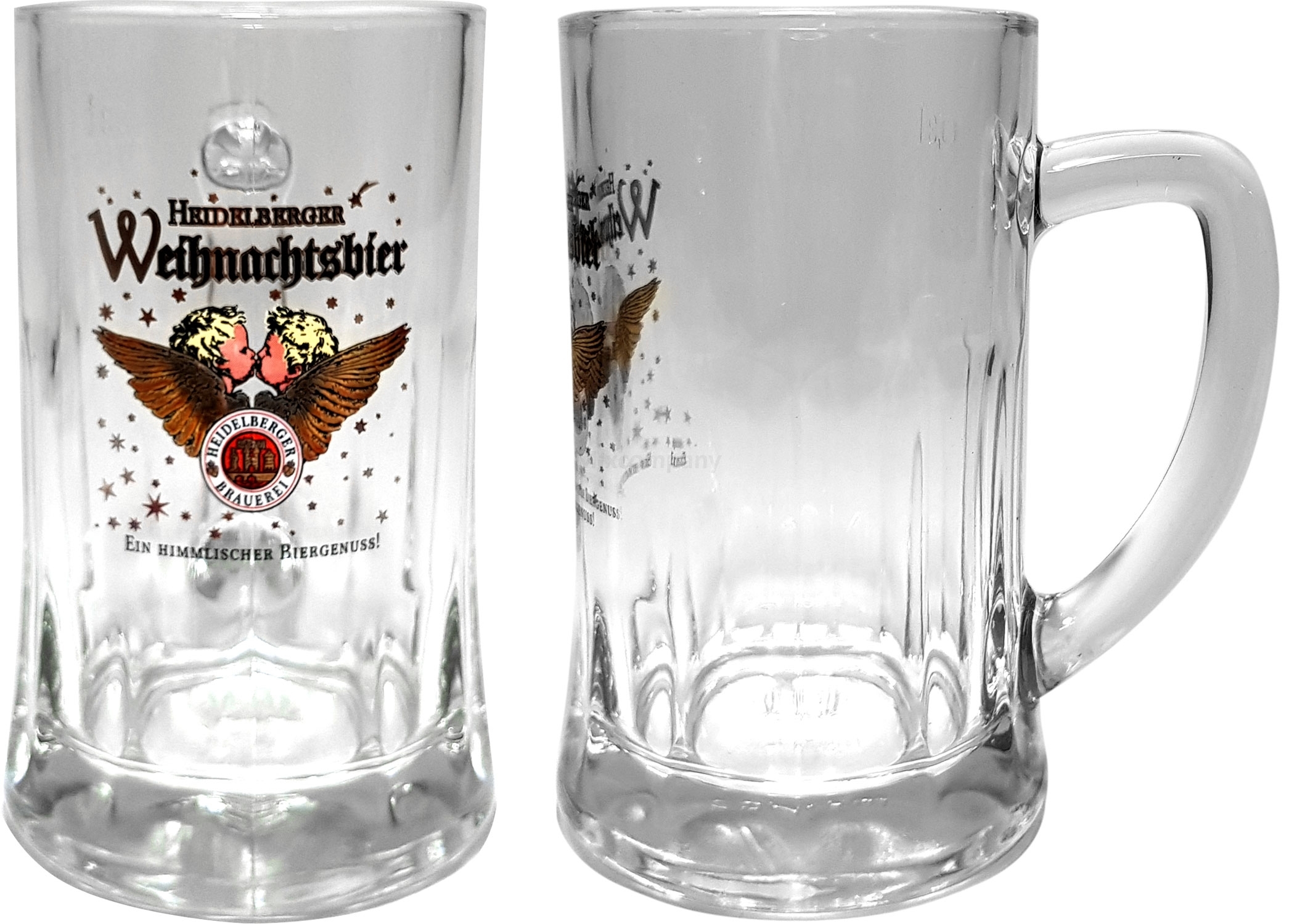 Heidelberger Weihnachtsbier Krug Glas mit Henkel - 2 Stück