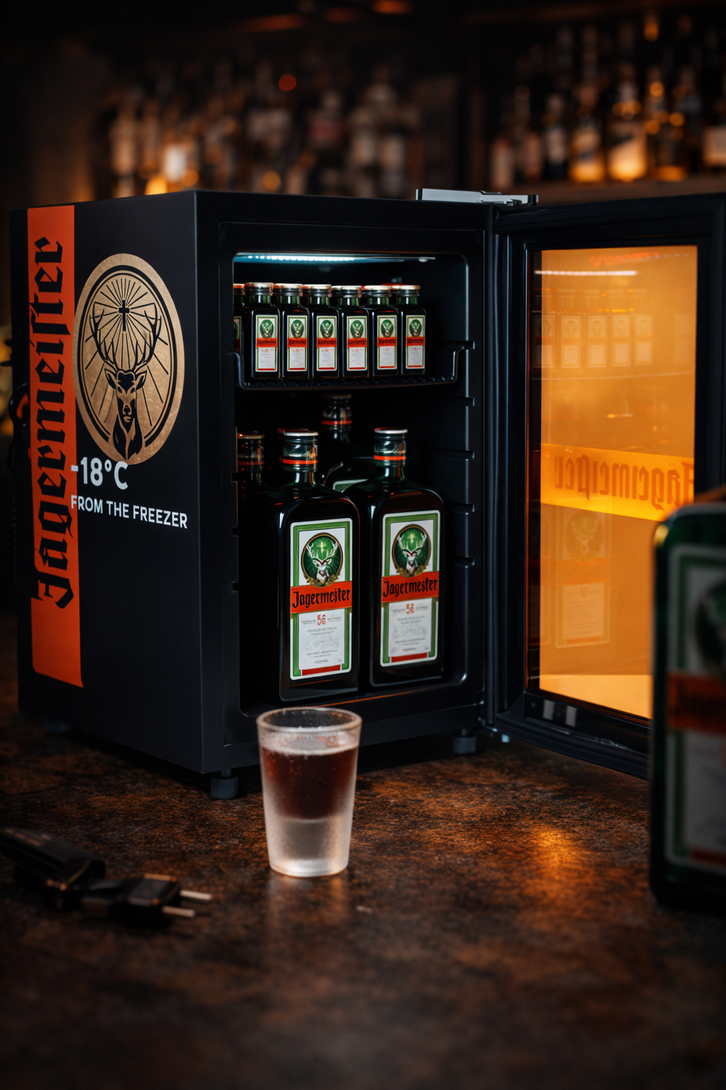 Jägermeister Mini Freezer 21L – Original Mini Kühlschrank / Gefrierschrank 45×52×56,5 cm