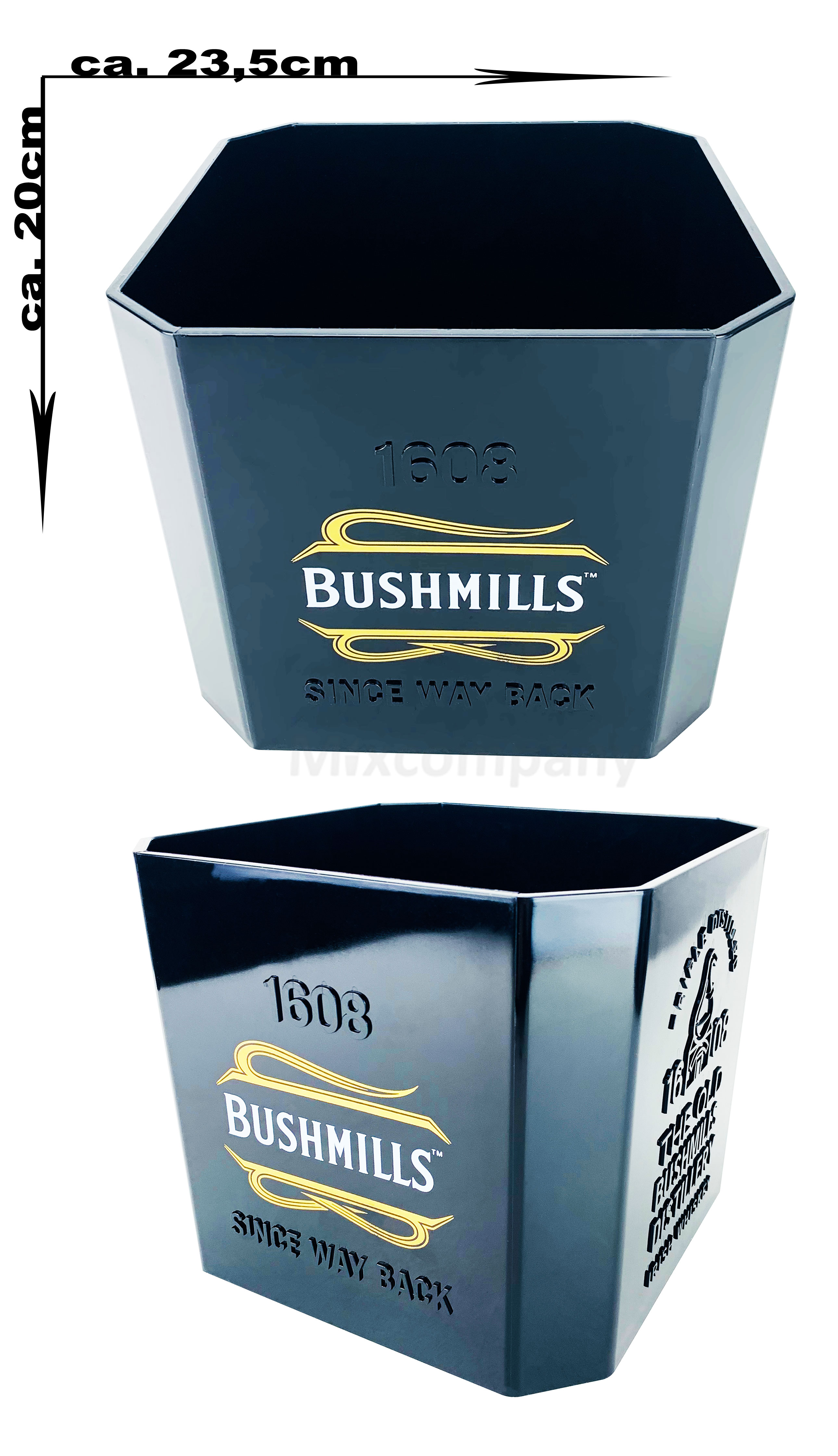 Bushmills Whiskey Kühler Flaschenkühler Eiskühler Eiskübel Eiswürfel Behälter schwarz - 20x23,5cm