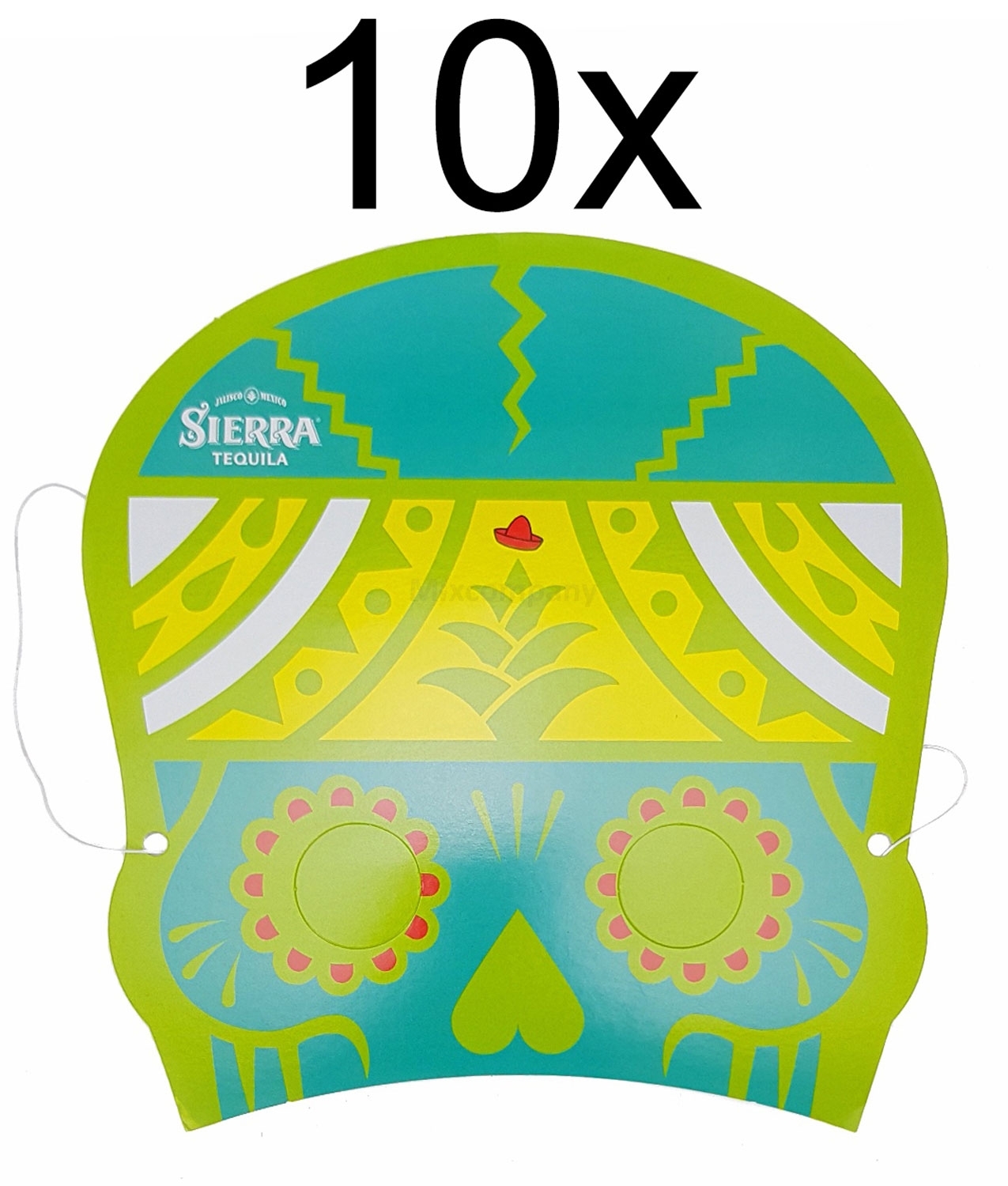 Sierra Tequila Papp Papier Maske Karneval Fasching - Grün 10er Set