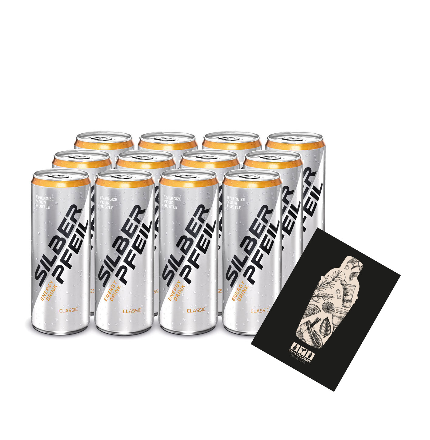 Silberpfeil 12er Set Energy Drink Classic Koffeinhaltiges Getränk 12x 0,25L inkl. Pfand EINWEG