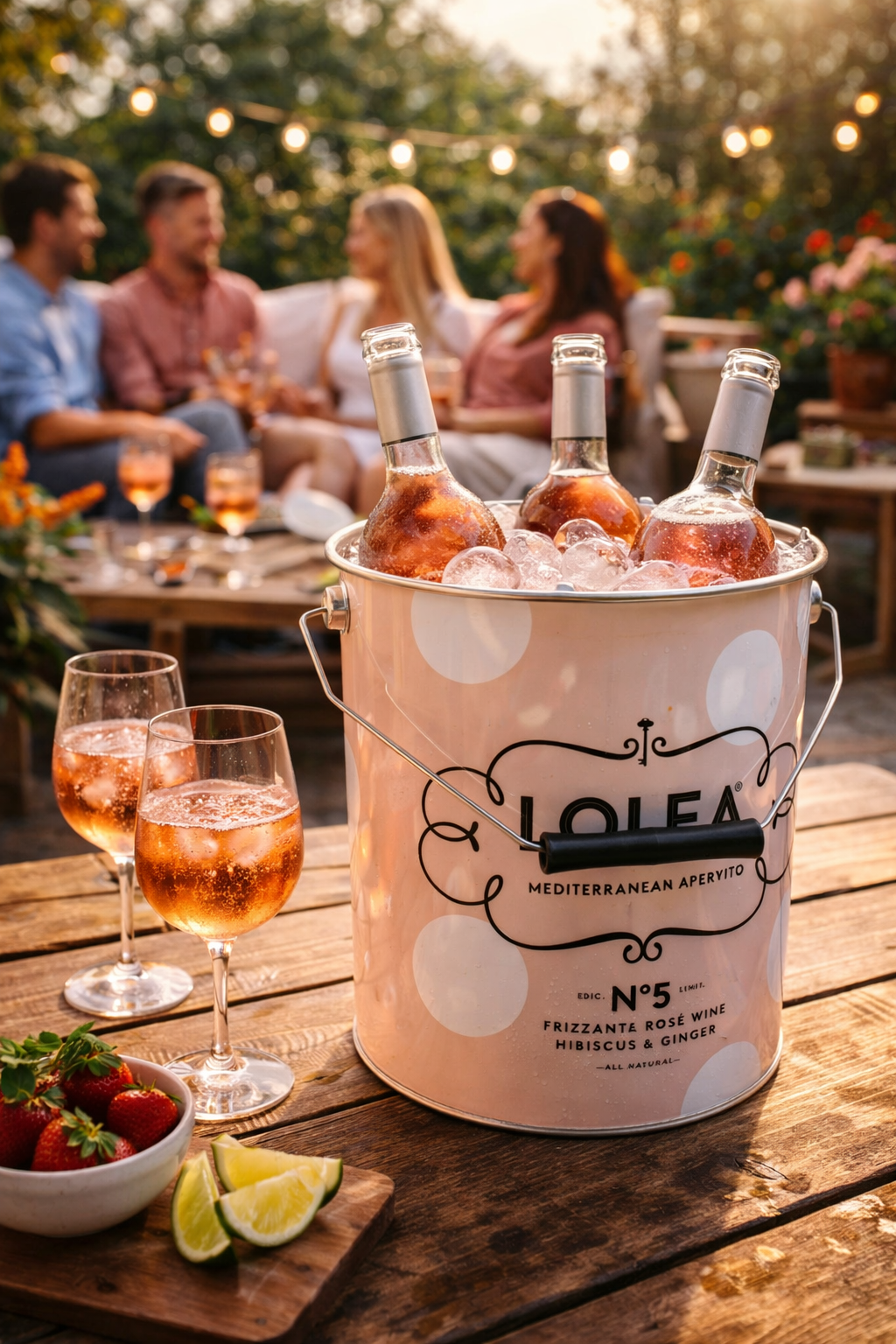 Lolea Sangria No.5 Flaschenkühler – Original Getränkekühler in Rosa mit Henkel