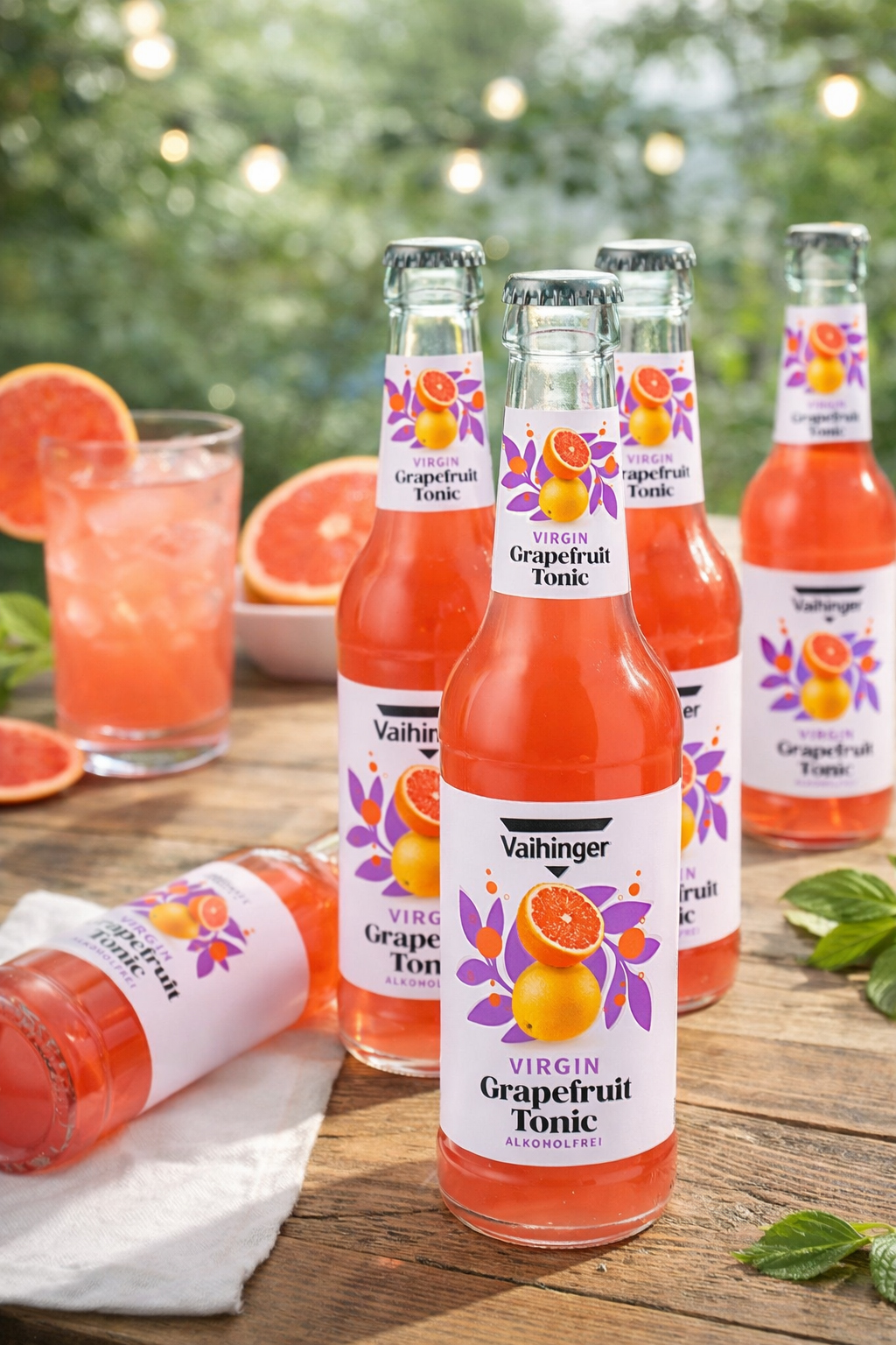 Vaihinger Virgin Grapefruit Tonic alkoholfrei – 12 × 0,33 l Glasflaschen – Erfrischendes Grapefruit-Tonic ohne Alkohol – inkl. Pfand EINWEG