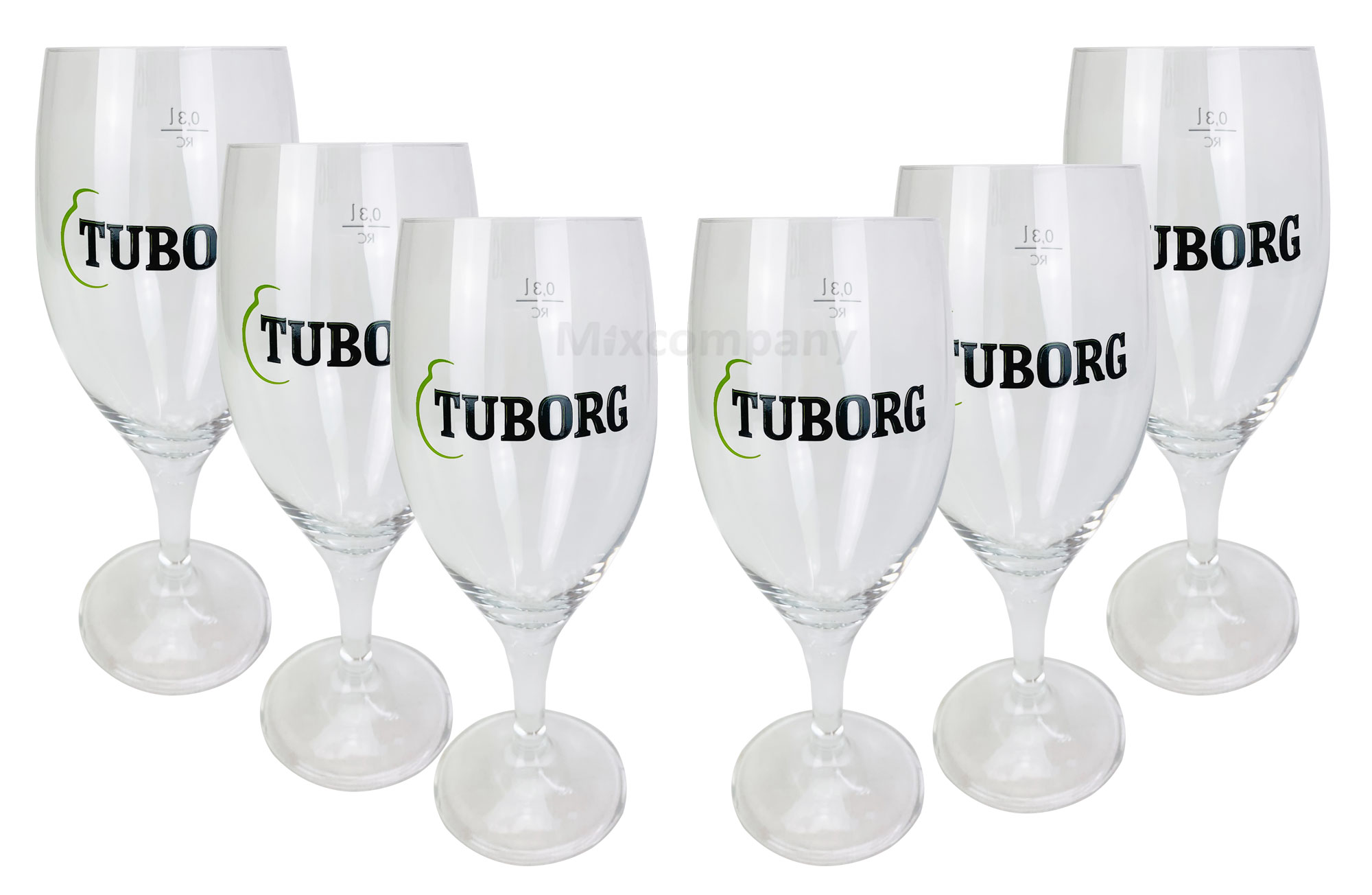 Tuborg Pilsener Pokal Glas Set - 6x Gläser 0,3l geeicht Bierglas Gastro Bar Bier