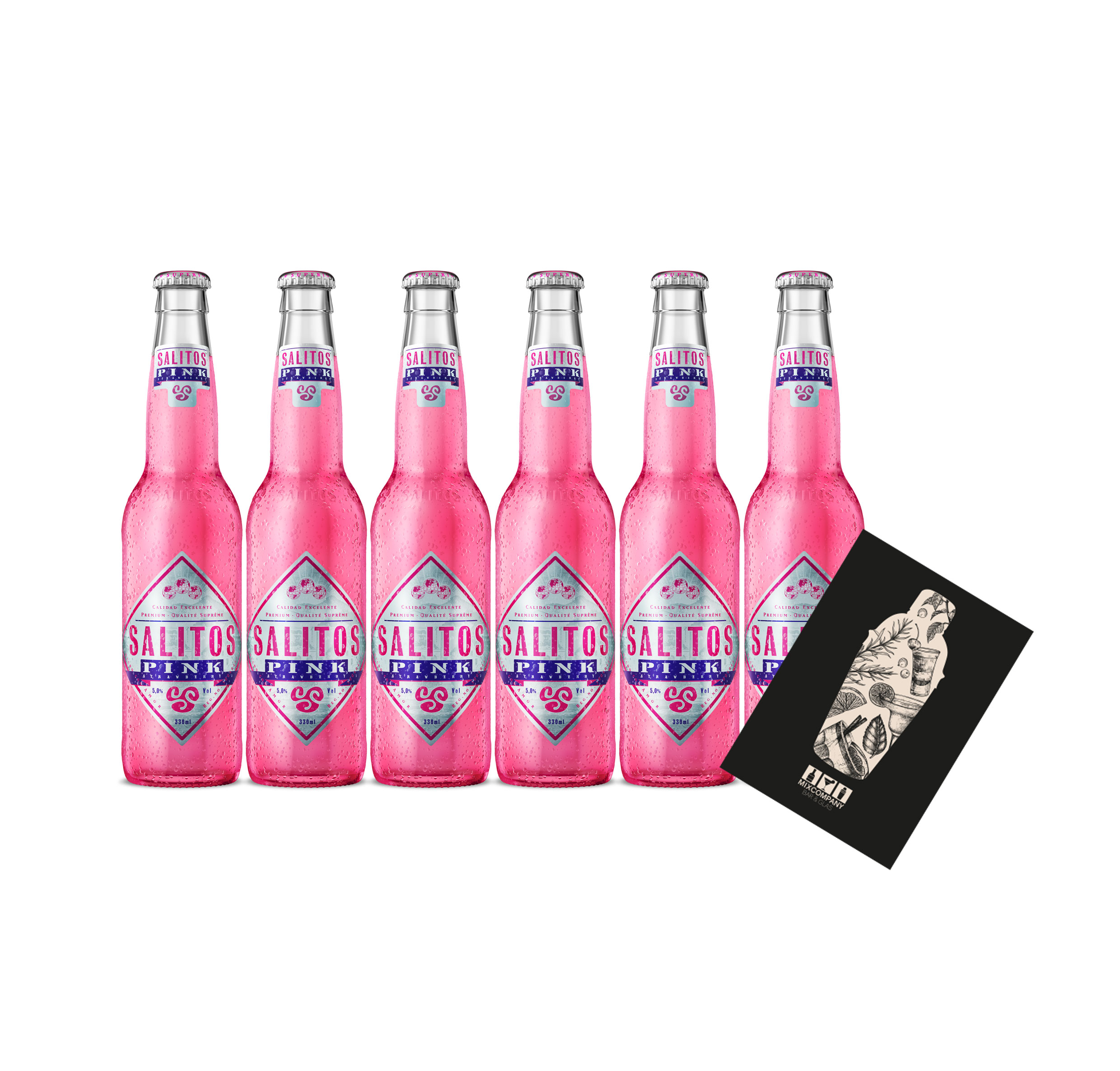 Salitos 6er Set Bier Salitos Pink Beer 6x 0,33L (5% Vol) inkl. Pfand MEHRWEG mit Mixcompany Grußkarte- [Enthält Sulfite]
