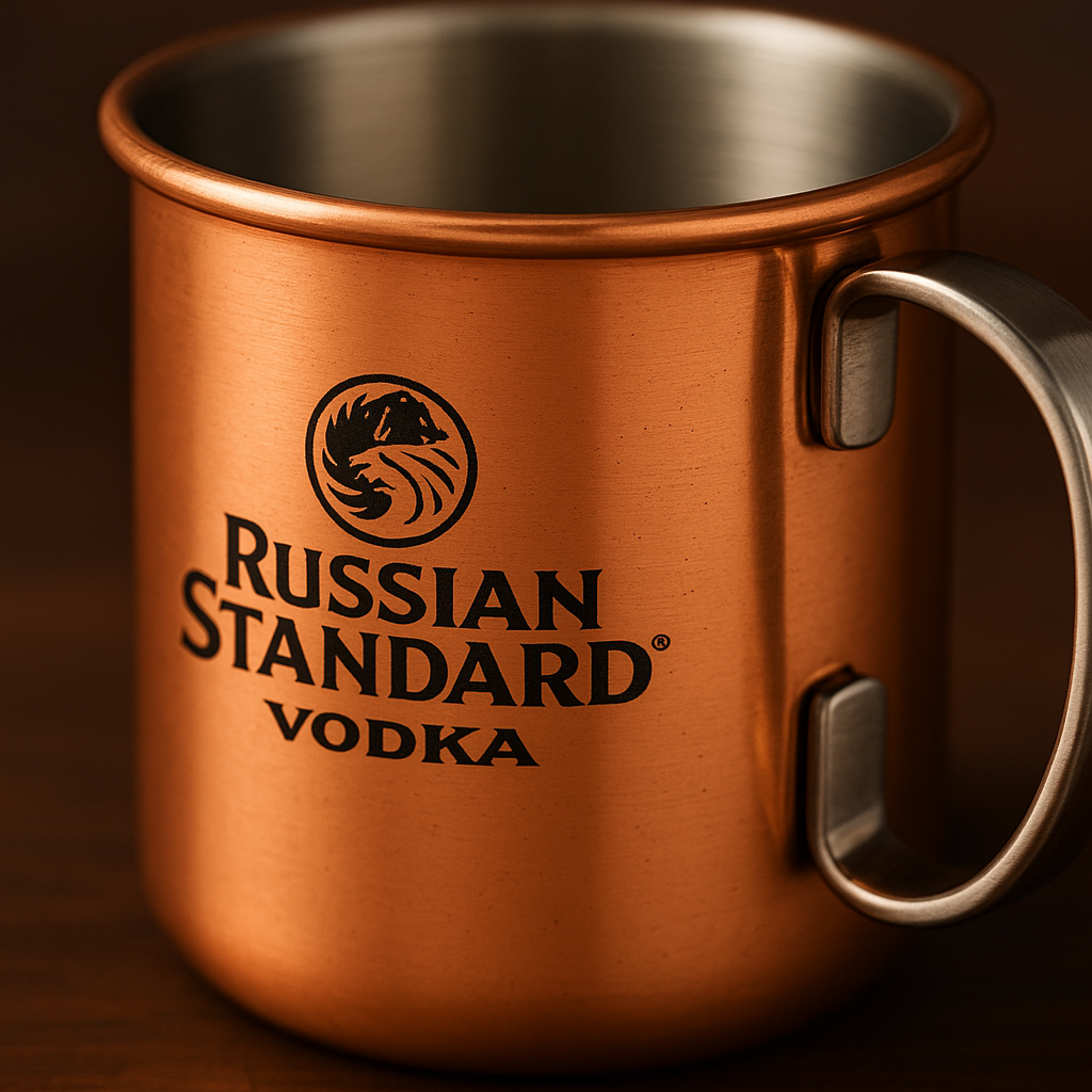 Russian Standard Moscow Mule Becher – Kupferbecher aus Edelstahl | Für Moscow Mule, Cocktails & Longdrinks 