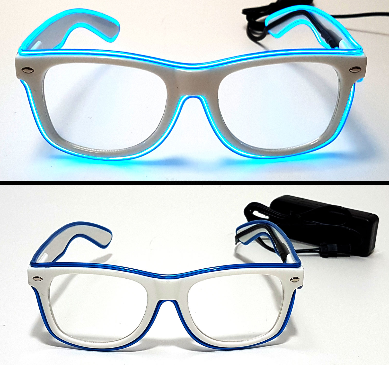 Belvedere Party-Brille - Leuchtet und Blinkt in Blau - Inkl. 2X AA Batterien