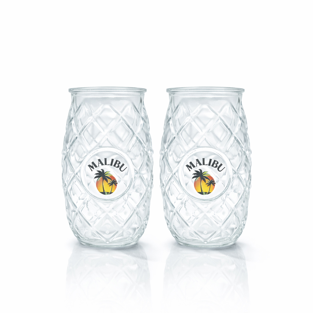 Malibu Glas Gläser Set – 2er Set | Original Markengläser | Ideal für Cocktails & Longdrinks