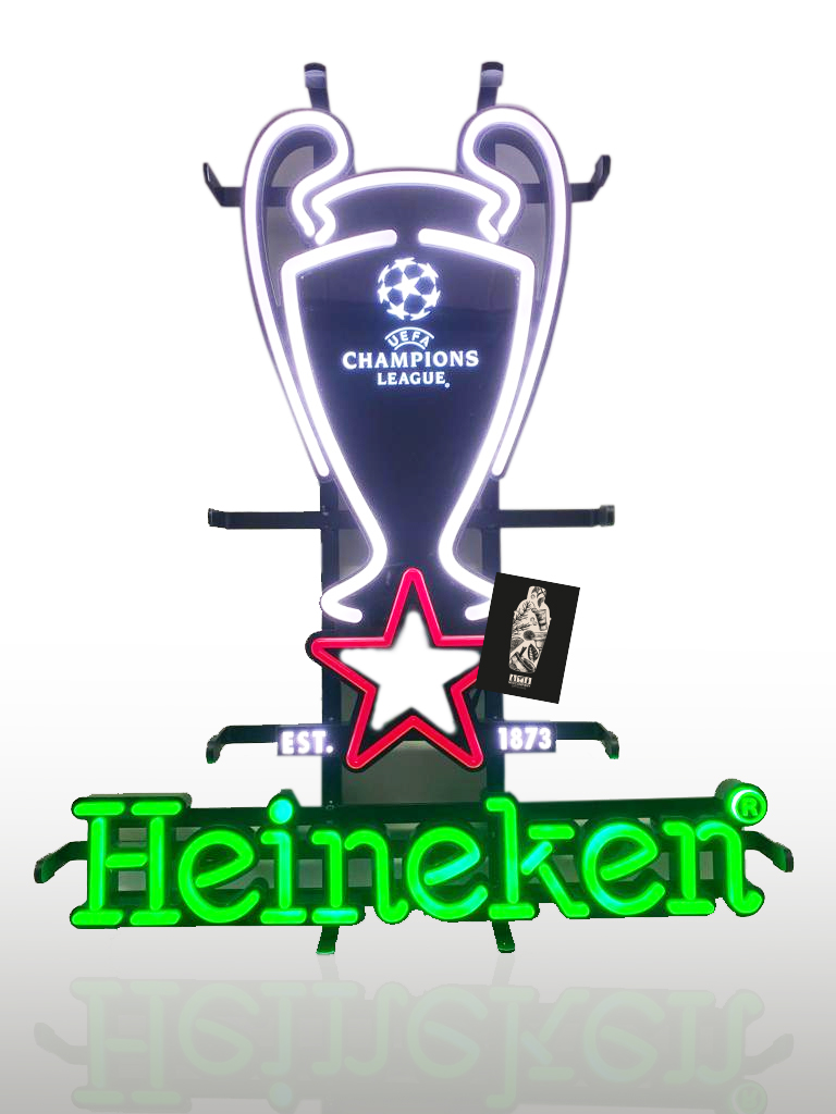 Heineken Uefa Championsleague Leuchtschild Werbeschild Werbetafel Leuchtreklame LED Beleuchtet mit Netzteil - ca. 52cmm hoch 44cm breit 