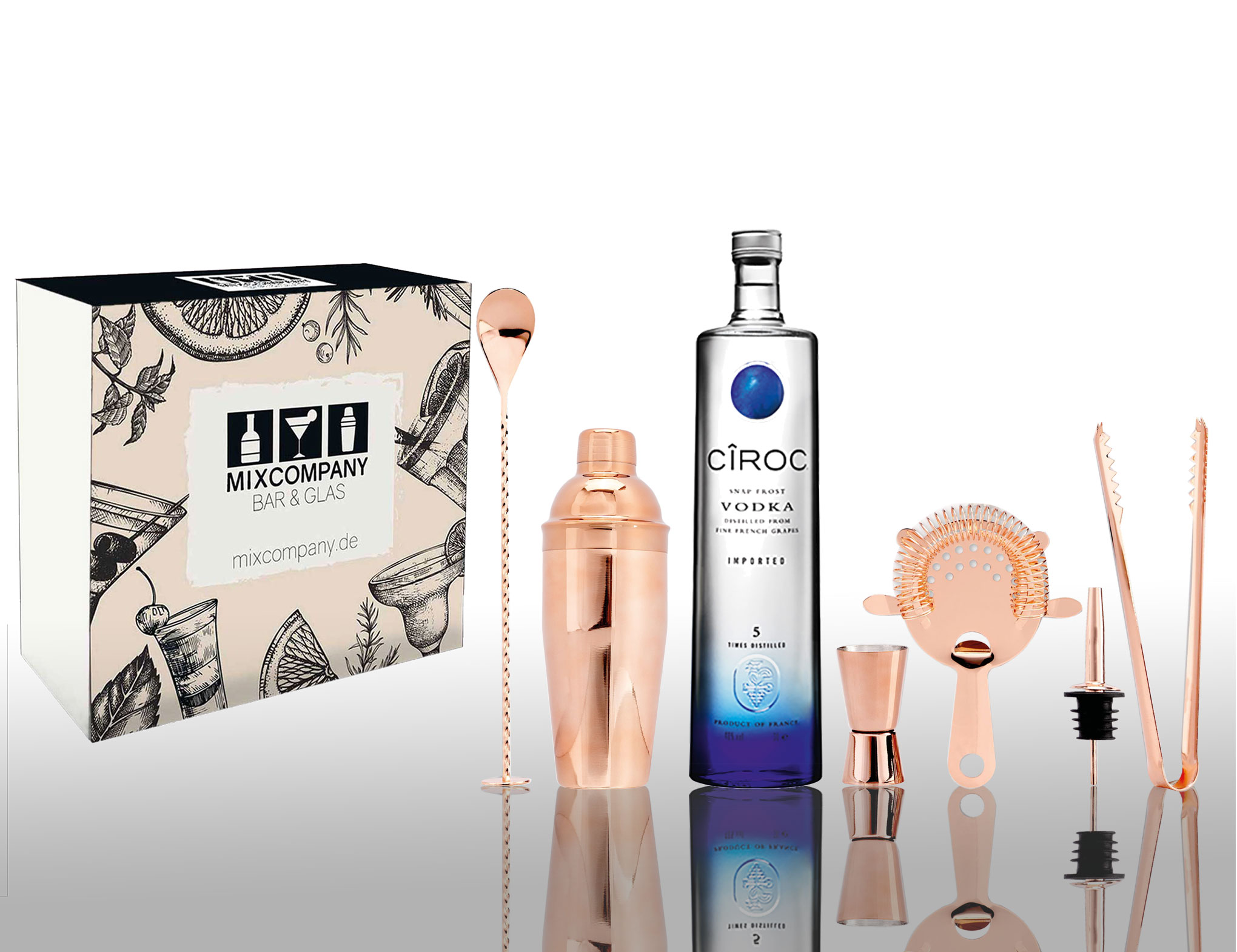 Ciroc Geschenkset Vodka 0,7L (40% Vol) mit 6 teiligem Barset von P Diddy / Sean Combs - [Enthält Sulfite]