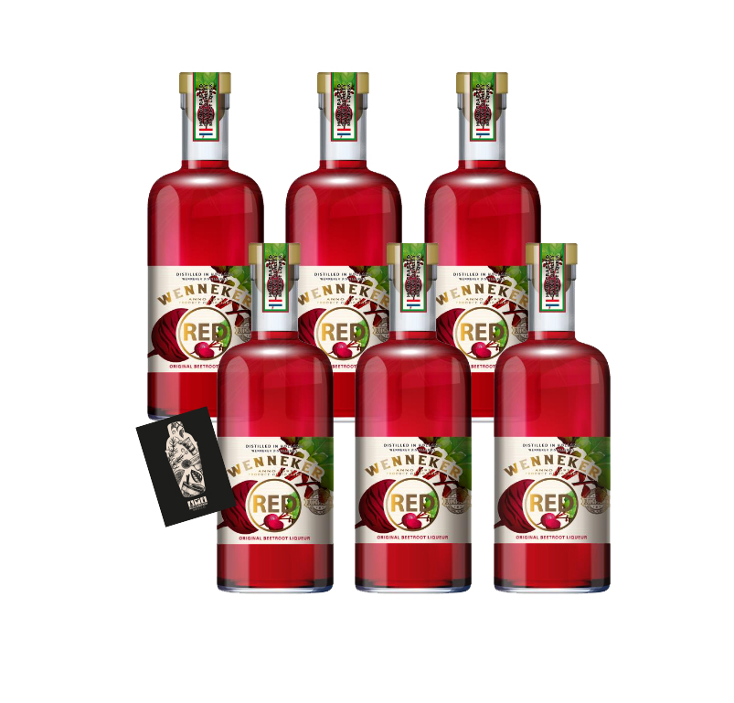Wenneker 6er-Set RED Beetroot Liqueur 6x 0,7 L (20% vol.) Gemüse Likör Rote Beete original beetroot liqueur distilled in Holland - [Enthält Sulfite]