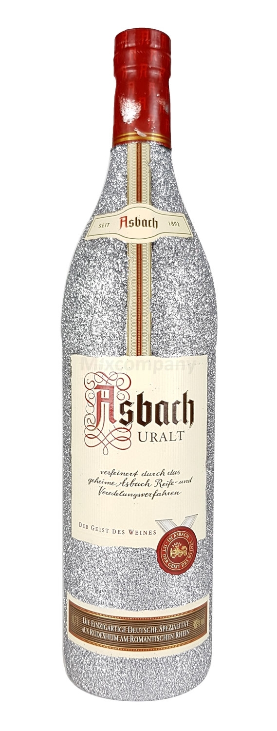 Asbach Uralt Weinbrand 0,7l 700ml (35% Vol) - Bling Bling Glitzerflasche in silber -[Enthält Sulfite]