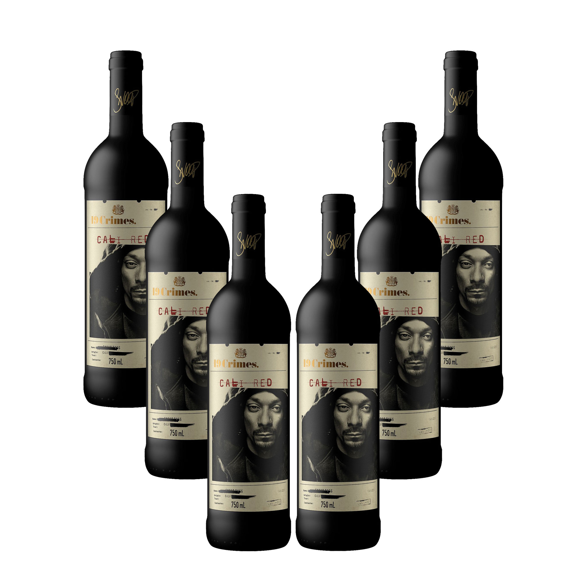 Snoop Dogg 6er Set Cali Red Rotwein 6x 0,75L (13% Vol) 19 Crimes Kalifornien Rotwein von Snoop Dogg- [Enthält Sulfite]